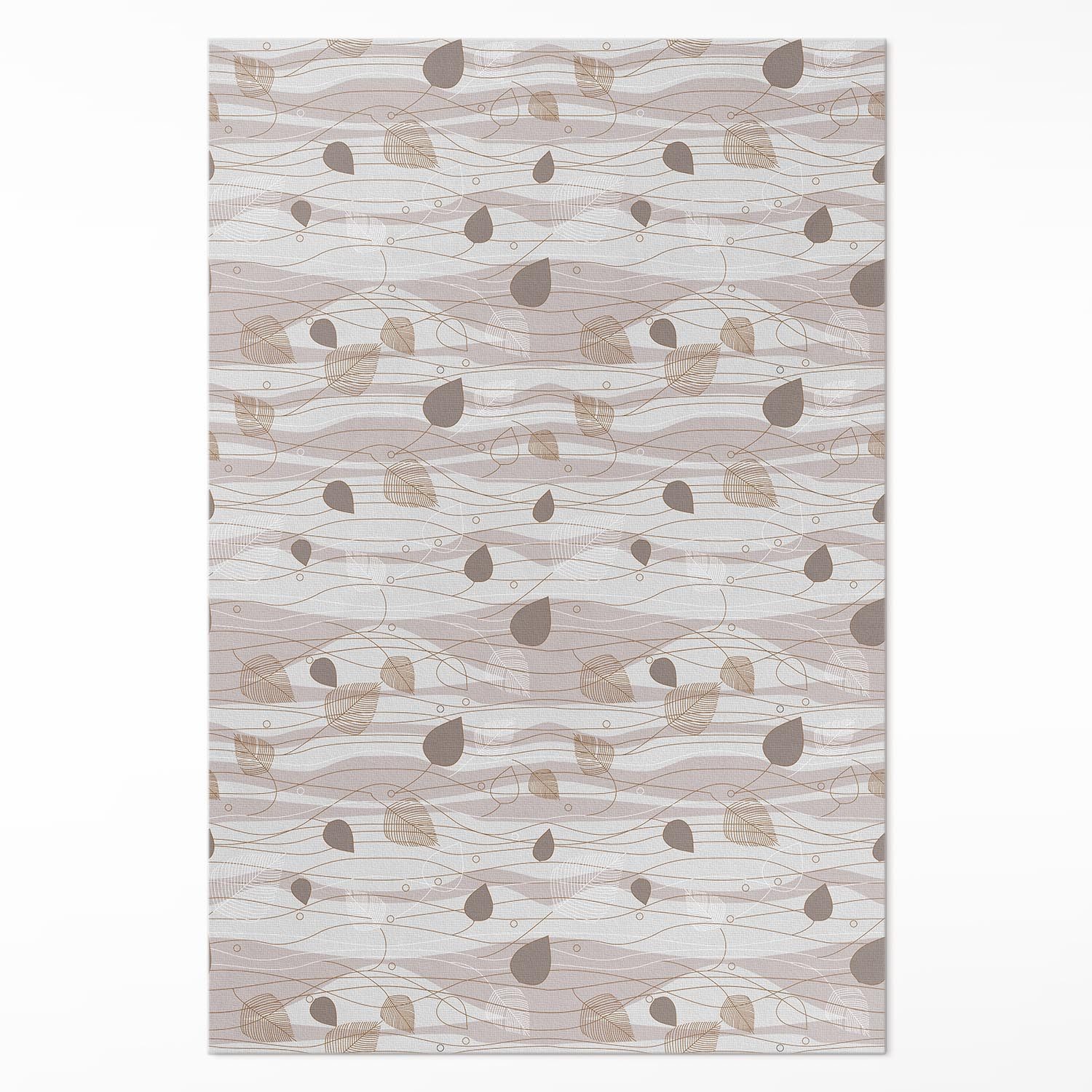 Tulup Vinylteppich Grau, Boho-Blätter auf dem Hintergrund von Wellen, Vinyl Teppichboden, Höhe: 90 mm