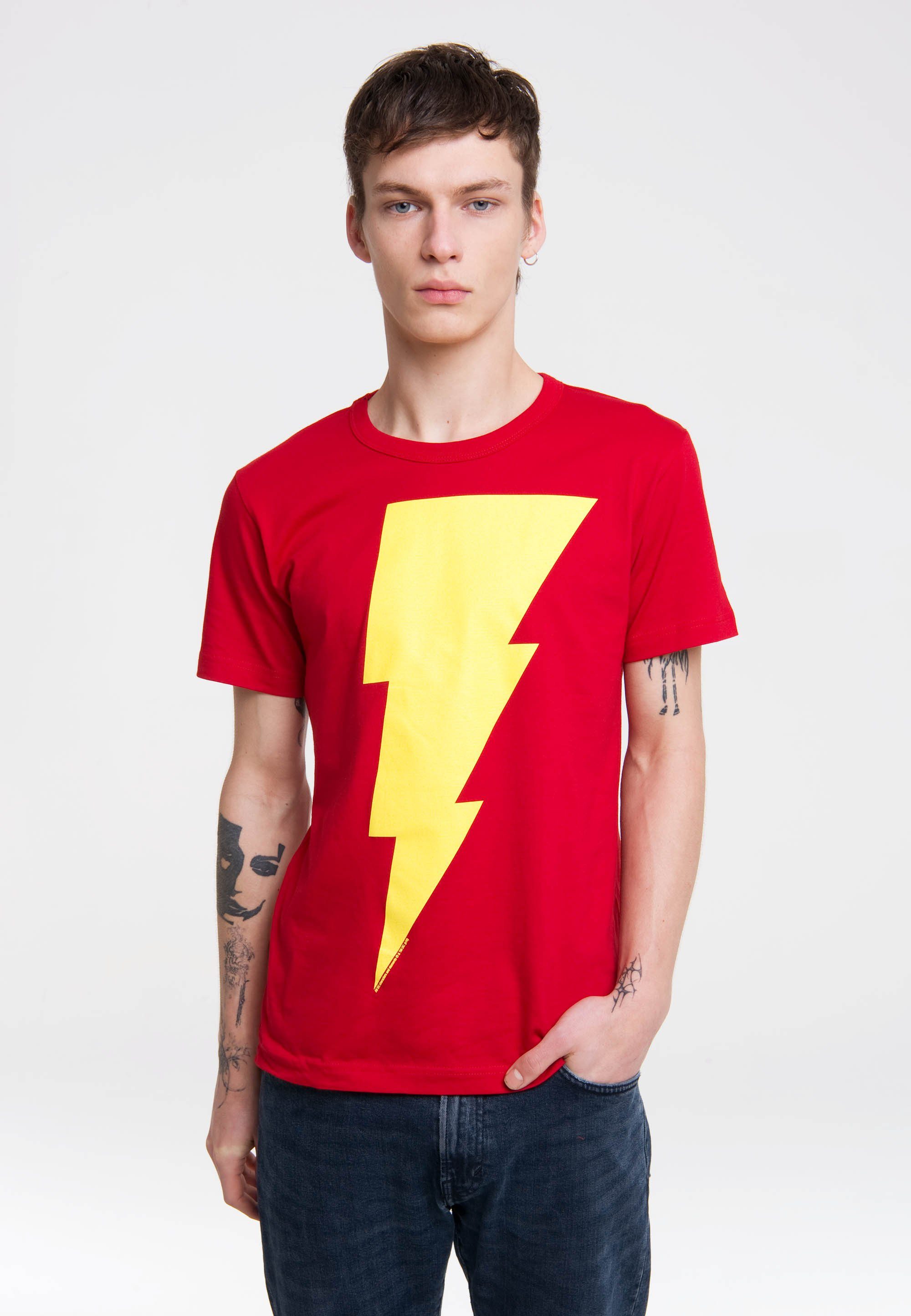 LOGOSHIRT T-Shirt mit Print Logo Shazam hochwertigem