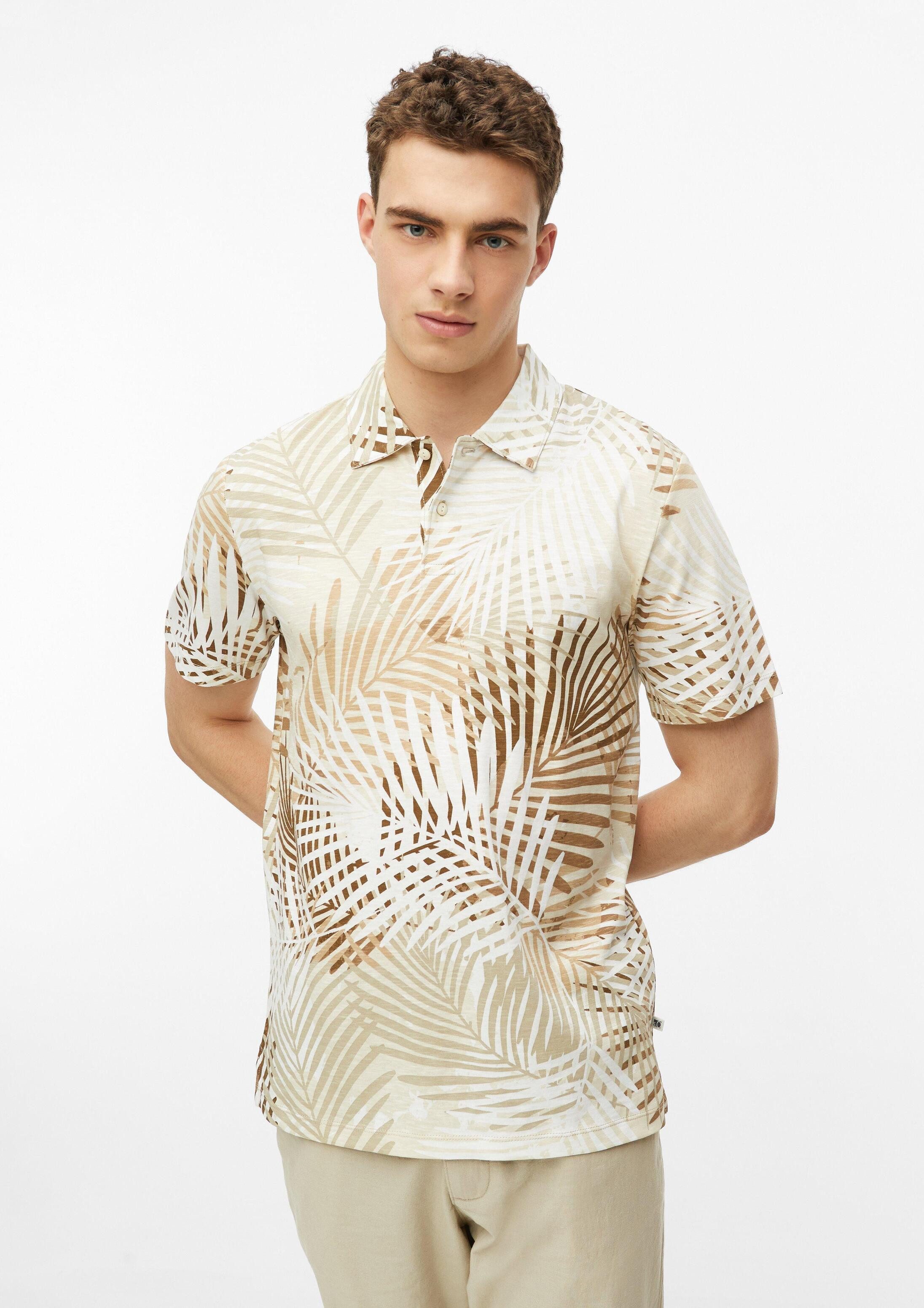 s.Oliver Kurzarmshirt Polo-Shirt Flammgarn-Poloshirt mit All-over-Print