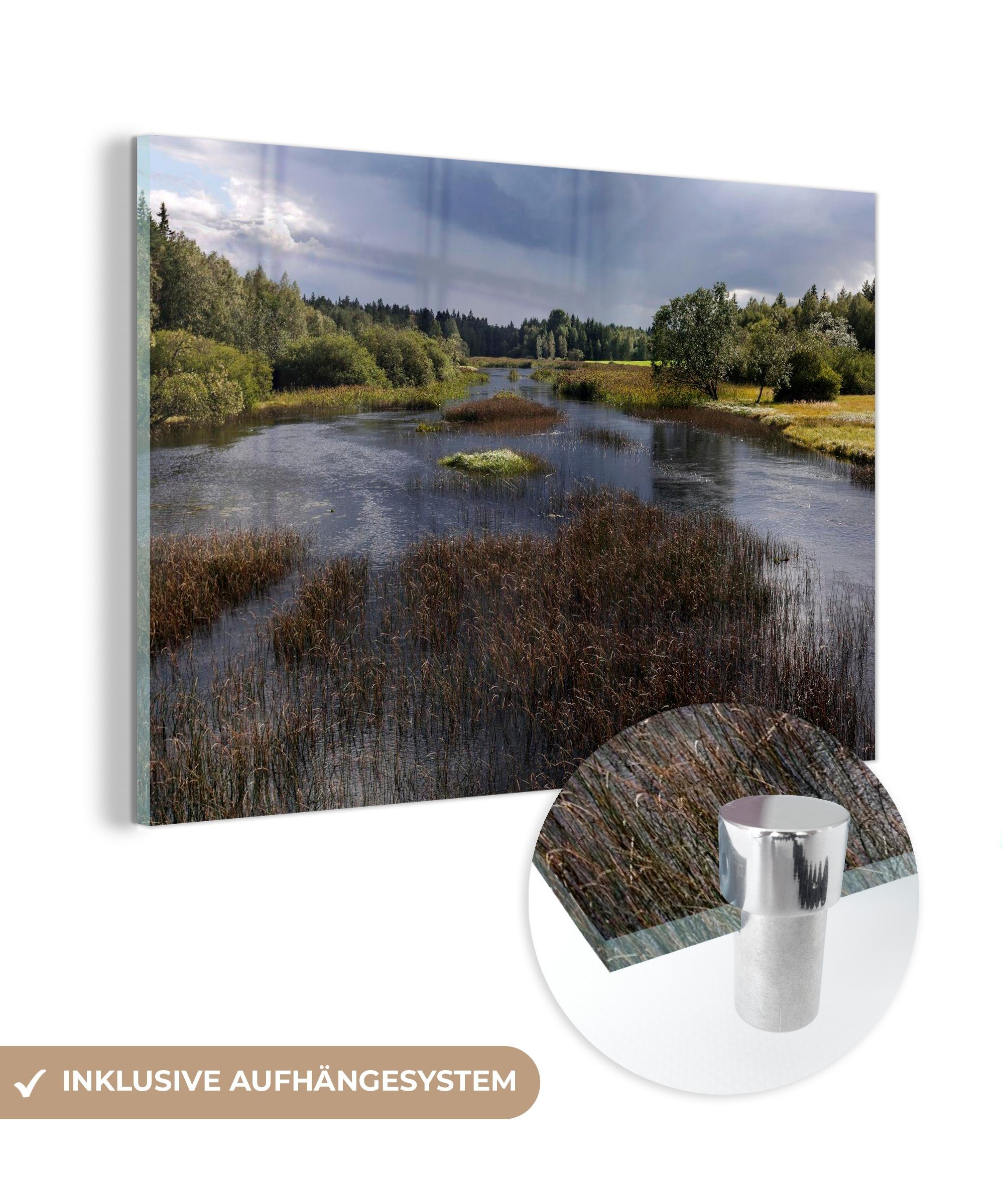 MuchoWow Acrylglasbild Acrylglasbilder in Schweden, & im Schlafzimmer (1 Store-Mose-Nationalpark Flusslandschaft Wohnzimmer Die St)