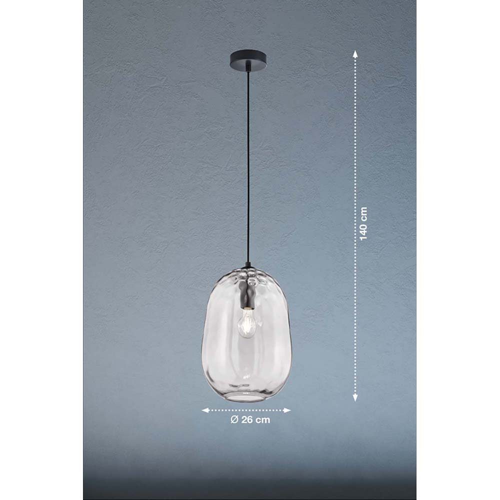 FISCHER & HONSEL Pendelleuchte, Leuchtmittel nicht inklusive, Pendelleuchte Esszimmerleuchte Esstischlampe Hängeleuchte Glas grau
