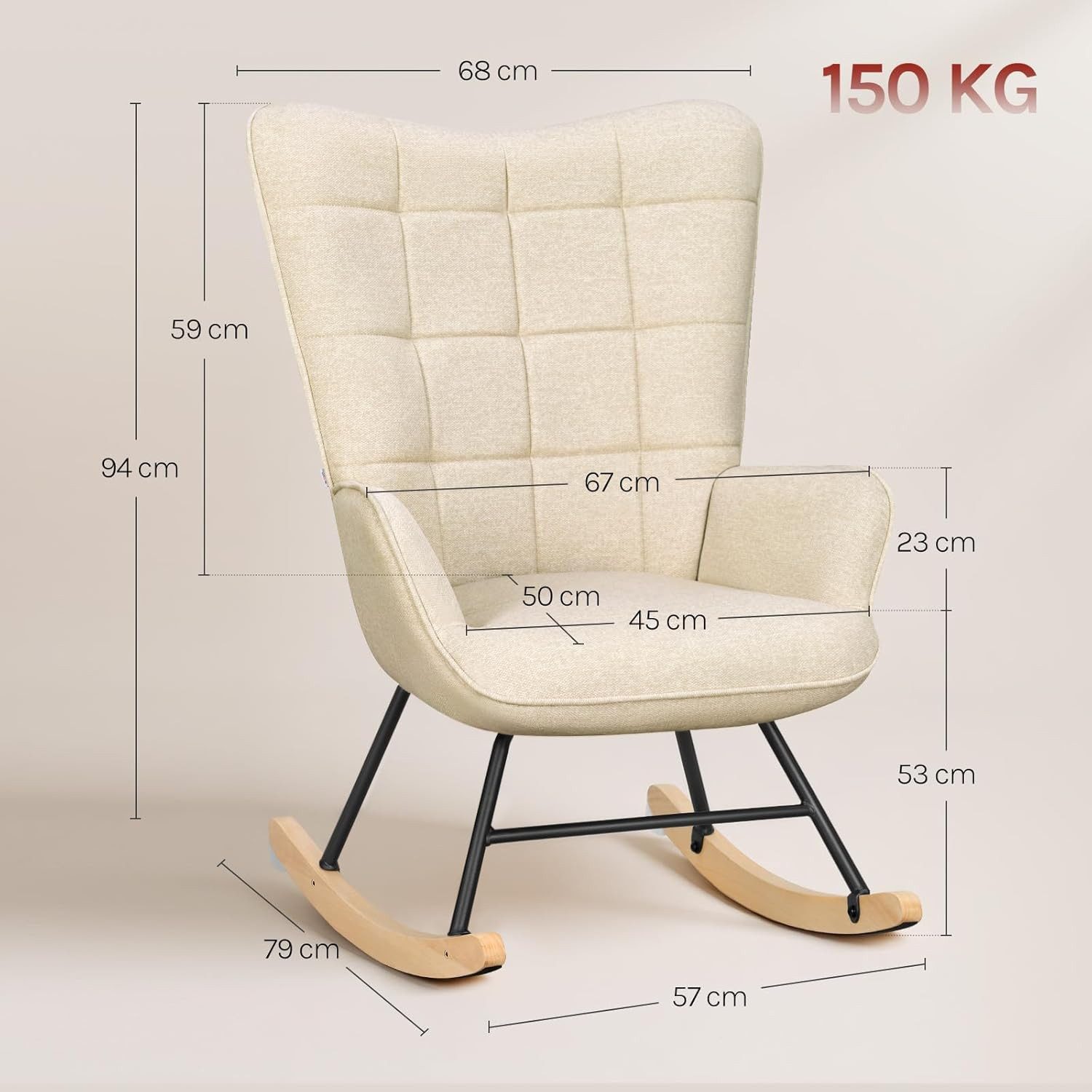 Woltu Schaukelstuhl (1 St), Sessel gepolstert, mit Holzkufen für Wohnzimmer