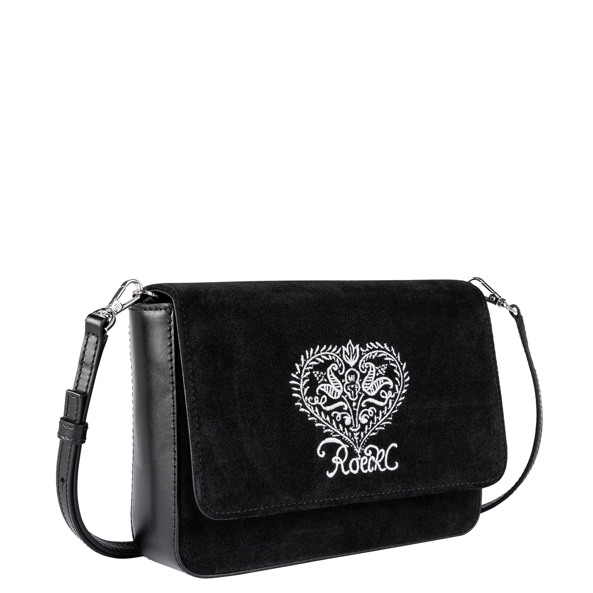 Roeckl Umhängetasche VRONI, Veloursledertasche mit Stickerei