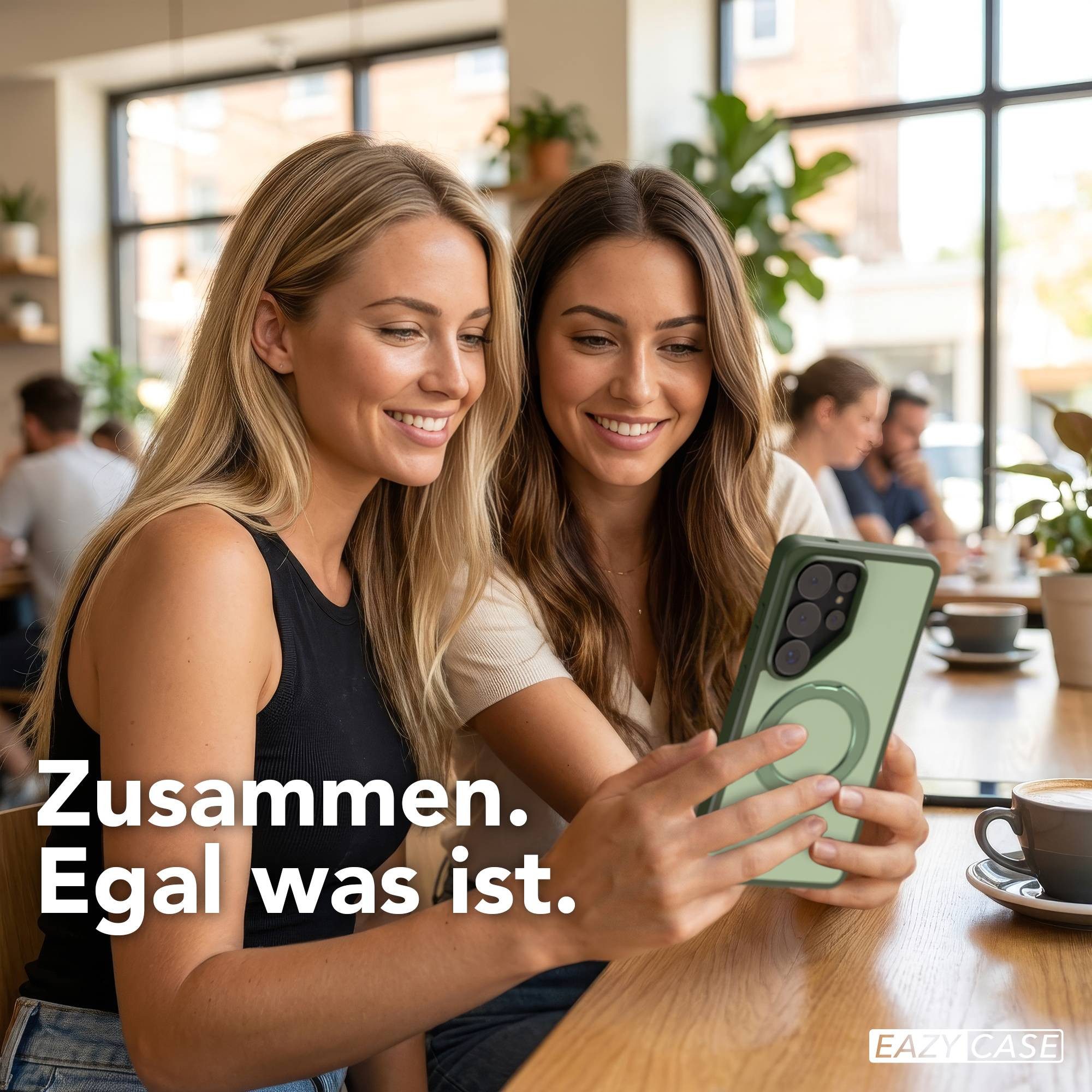 EAZY CASE Handyhülle Outdoor Galaxy S26 Ultra Case mit MagSafe Rotation Ring 6,9 Zoll, Backcover Case mit Rotation Ring Outdoor Hülle aufstellbar Dunkelgrün