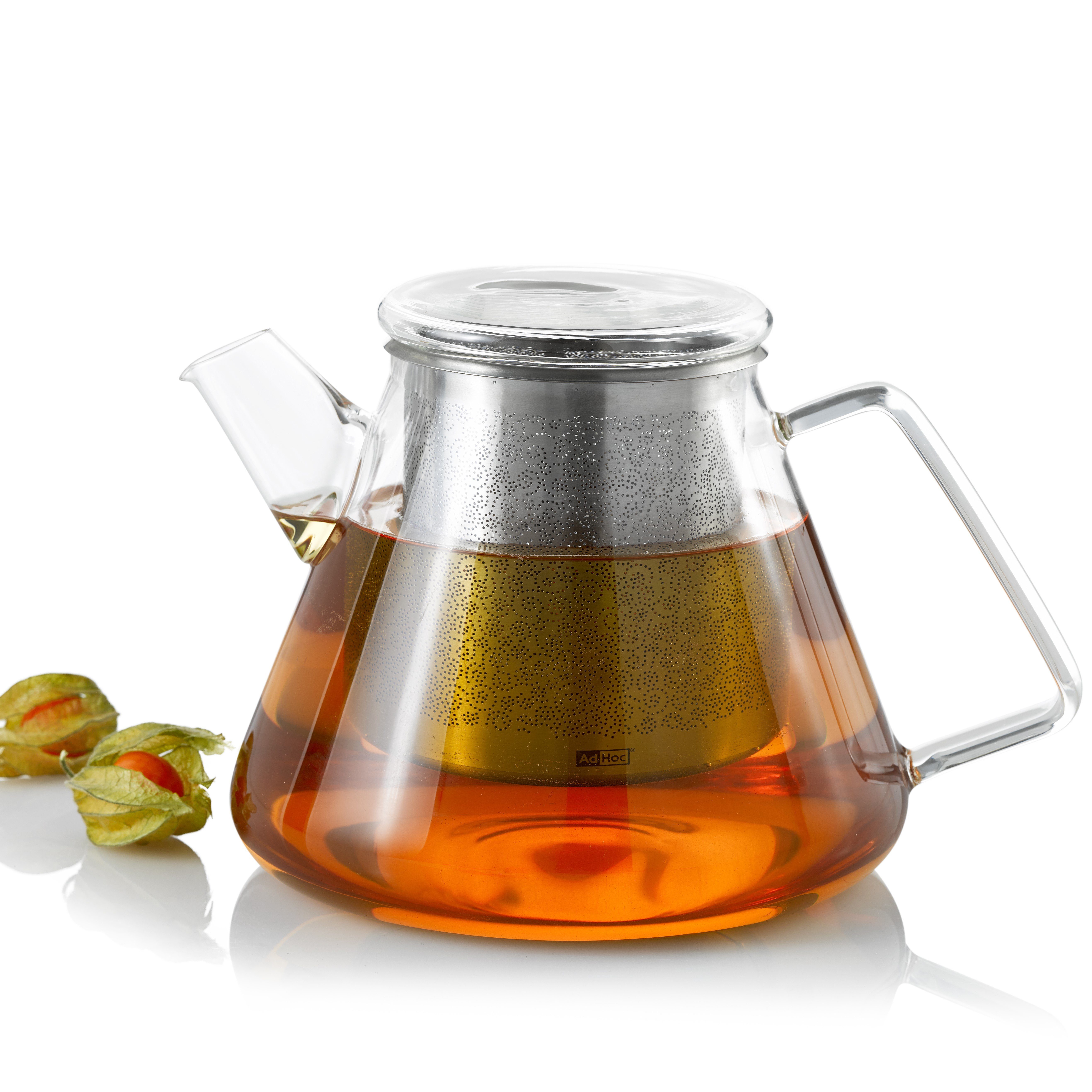 AdHoc Teekanne Orient+, 1,5 l, Borosilikatglas mit Edelstahlfilter, hitzebeständig & aromaschonend