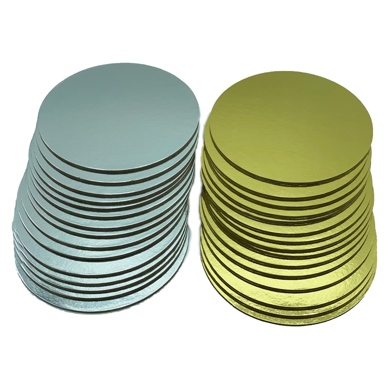 KITCHENDREAM Tortenplatte CakeBoard Set Kuchenplatte rund gold UND silber in 3 mm starker Pappe, (15-tlg)