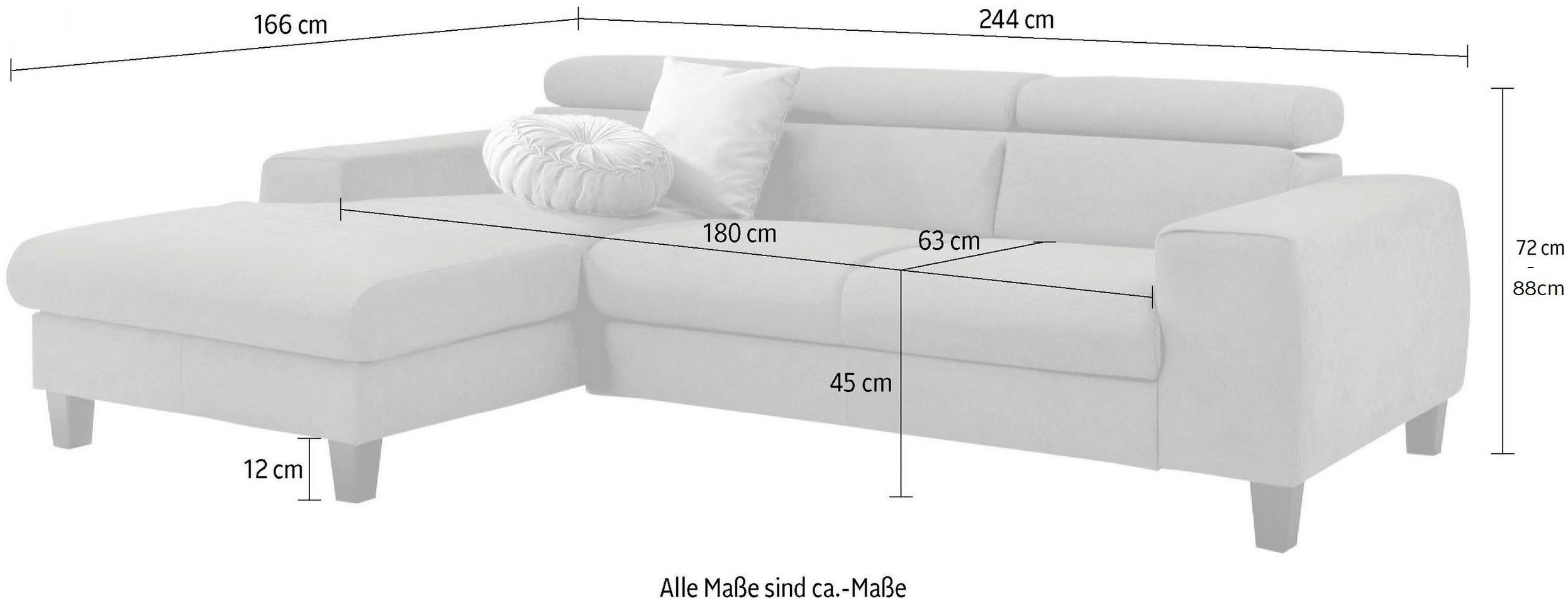 COTTA Ecksofa Morven L-Form mit Kopfteilverstellung, günstig online kaufen