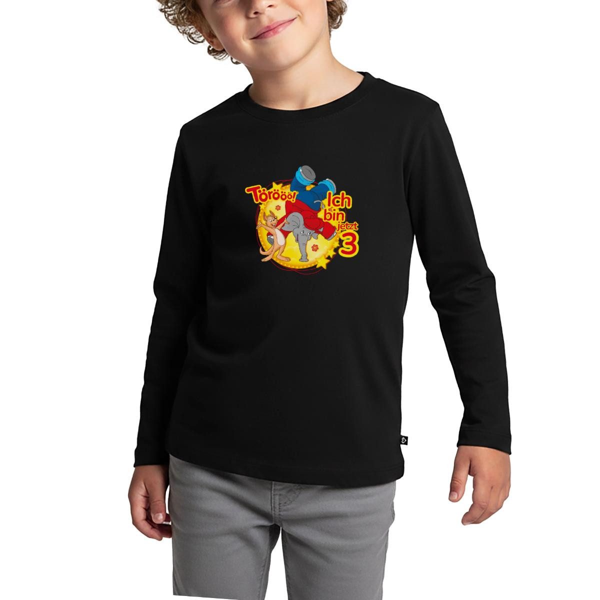 Spreadshirt T-Shirt Benjamin Blümchen Ich Bin Jetzt 3 Kinder Premium Langarmshirt (1-tlg)