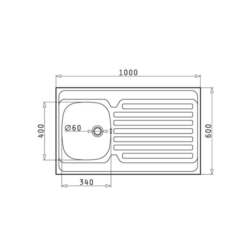 (100x60) Edelstahl International poliert, Pyramis Auflagespüle Edelstahlspüle 1B cm 44,6/38,6 Pyramis 1D