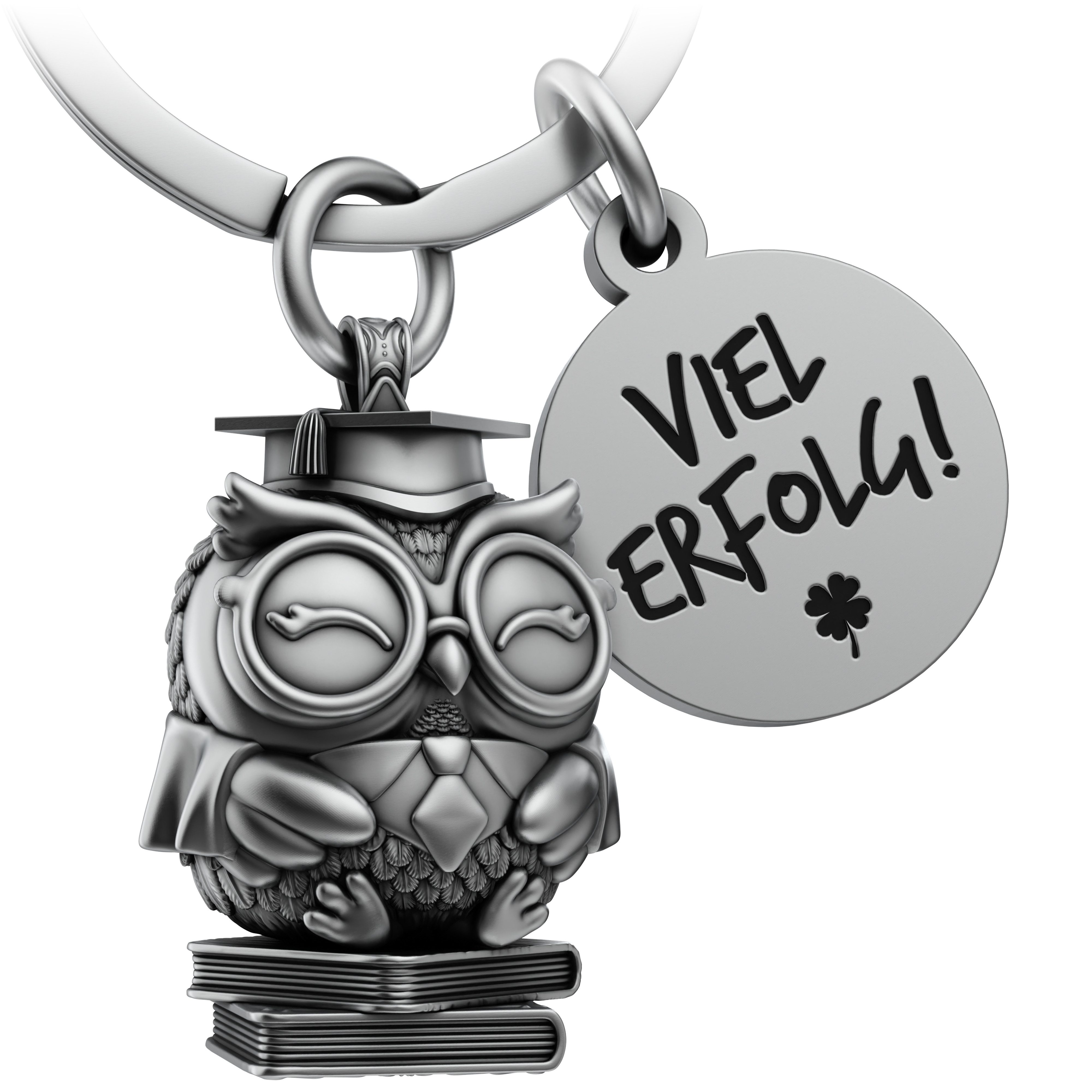 FABACH Schlüsselanhänger Eule Owly mit Gravur "Viel Erfolg" - Glücksbringer Prüfung Abitur