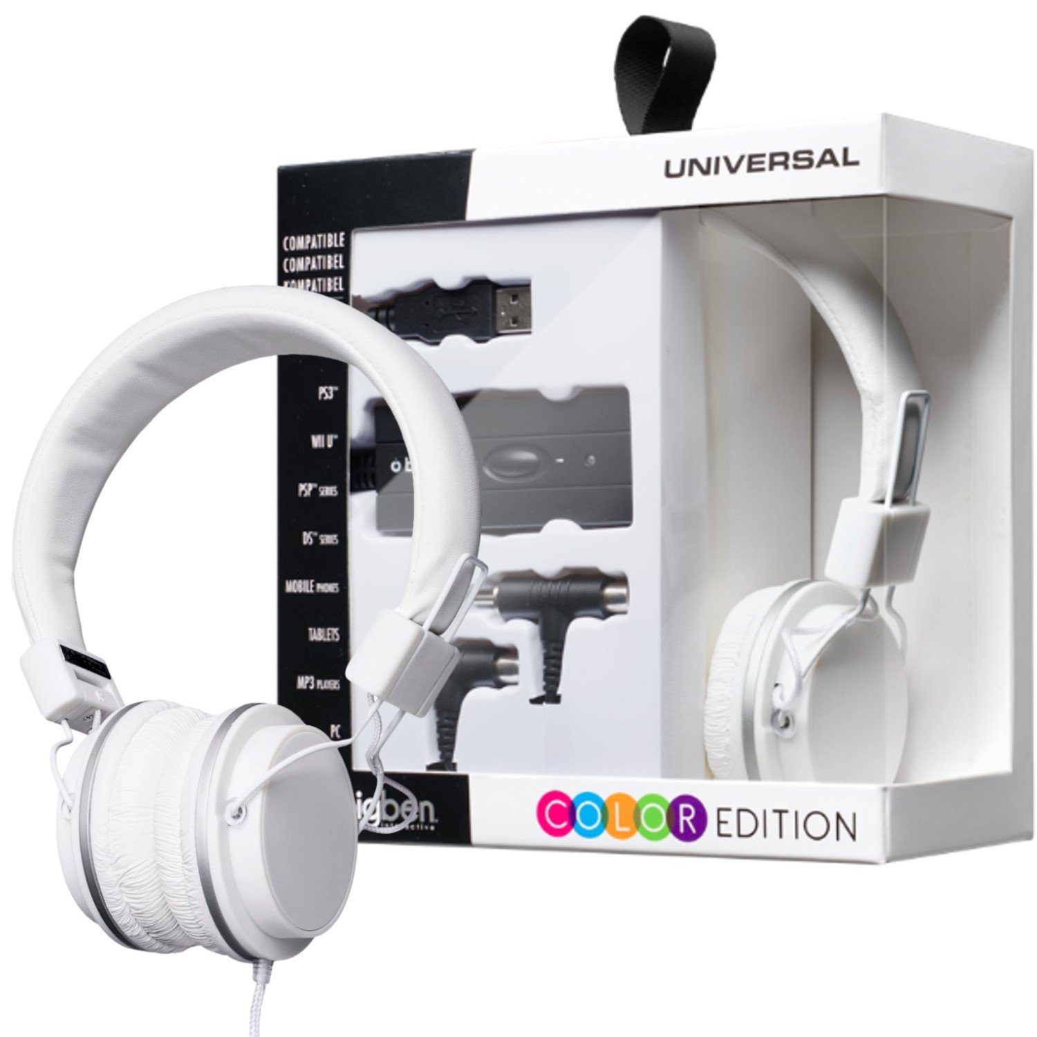 BigBen On-Ear Headset Kopfhörer 3,5mm Klinke faltbar Headset (Universal, Fernbedienung, Lautstärkenregler, faltbar, Taste für Gespräche, Stummschaltung, etc, Kein, Universal, mit USB Gaming Adapter, Kabelfernbedienung)