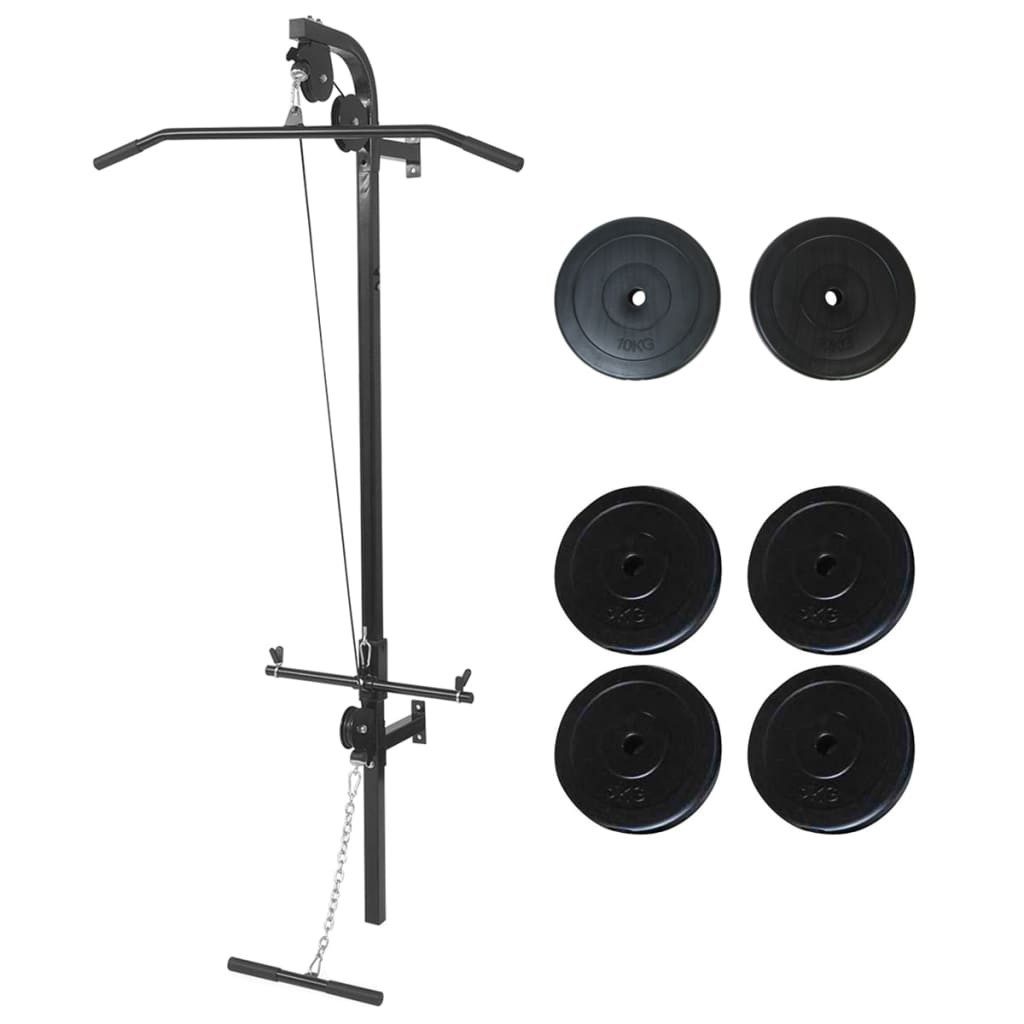 Hantel-Wandhalterung Fitnessstation Wandmontage mit Gewichtsscheiben 40 kg