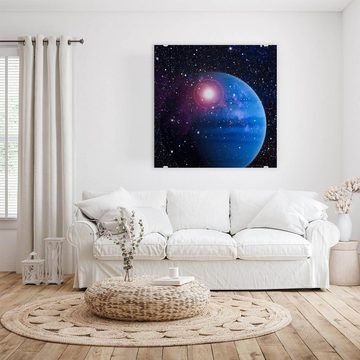 Primedeco Glasbild Wandbild Quadratisch Planet im Weltall mit Aufhängung, Weltall