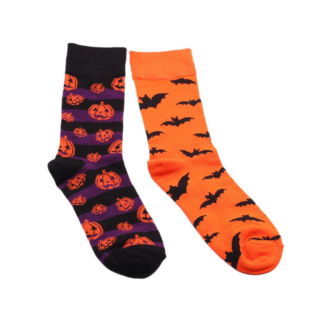 Haiaveng Langsocken Halloween-Socken, Socken, Sportsocken Orange 2er-Pack Herren- und Damen