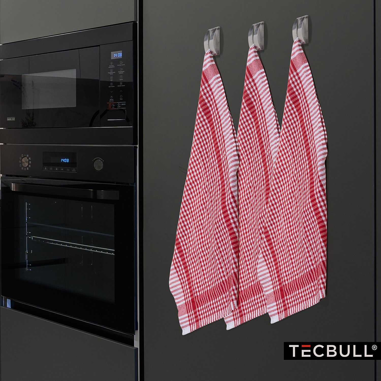 TECBULL Handtuchklemme Towel Clamps selbstklebend Bohren, ohne Handtuchhalter Edelstahl Handtuchhaken Geschirrtuchhalter, Spültuchhalter, Silber Küchentuchhalter