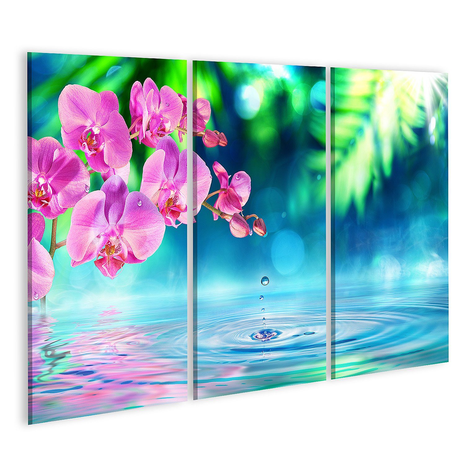 islandburner Leinwandbild »Bild auf Leinwand Orchidee In Zen Garten Mit