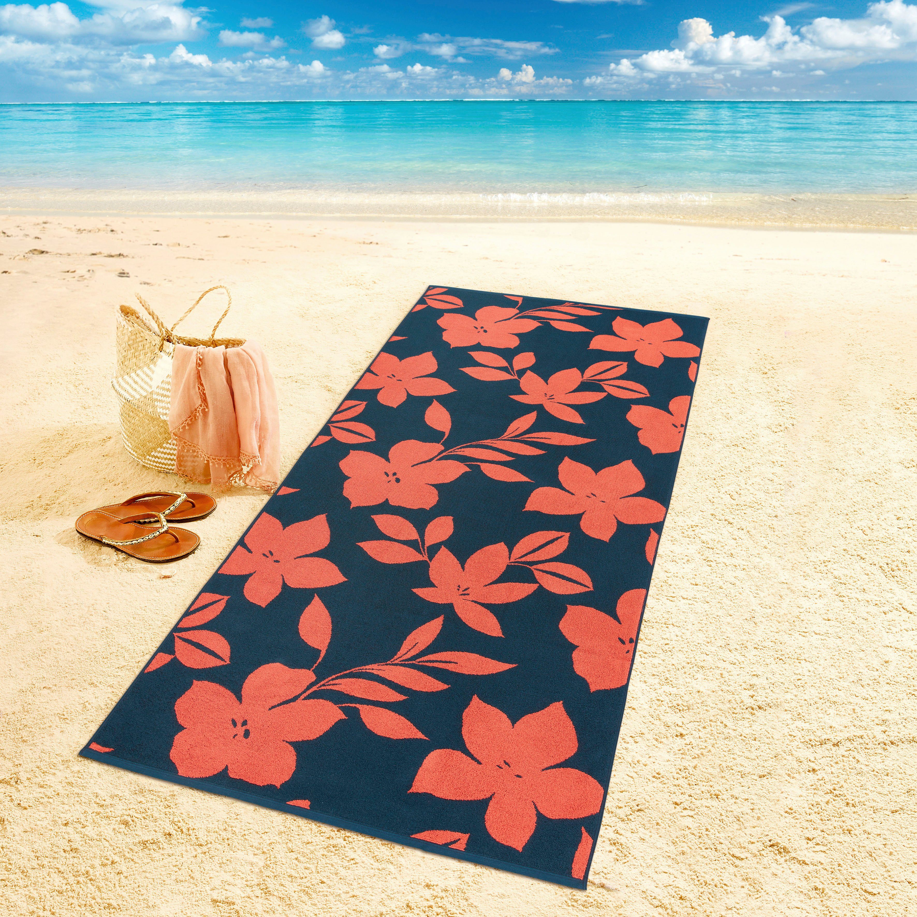 Dyckhoff Strandtuch Flowers, Zwirnfrottee (1-St), 100% günstig online kaufen
