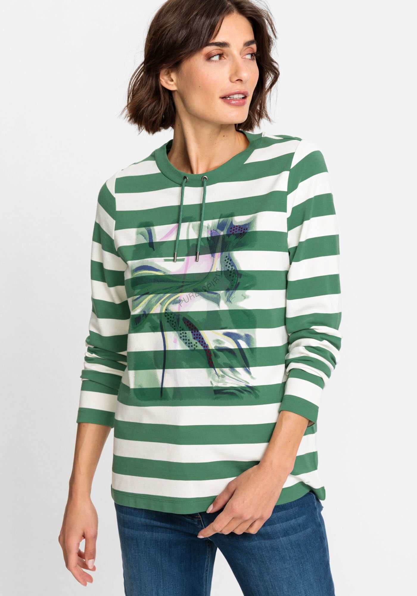 Olsen Sweatshirt mit ausgefallenem Muster-Mix