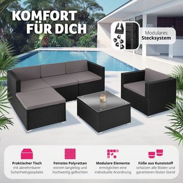 tectake Loungeset Lignano mit Sessel, (Set, 6-tlg), Gartenmöbel-Sets