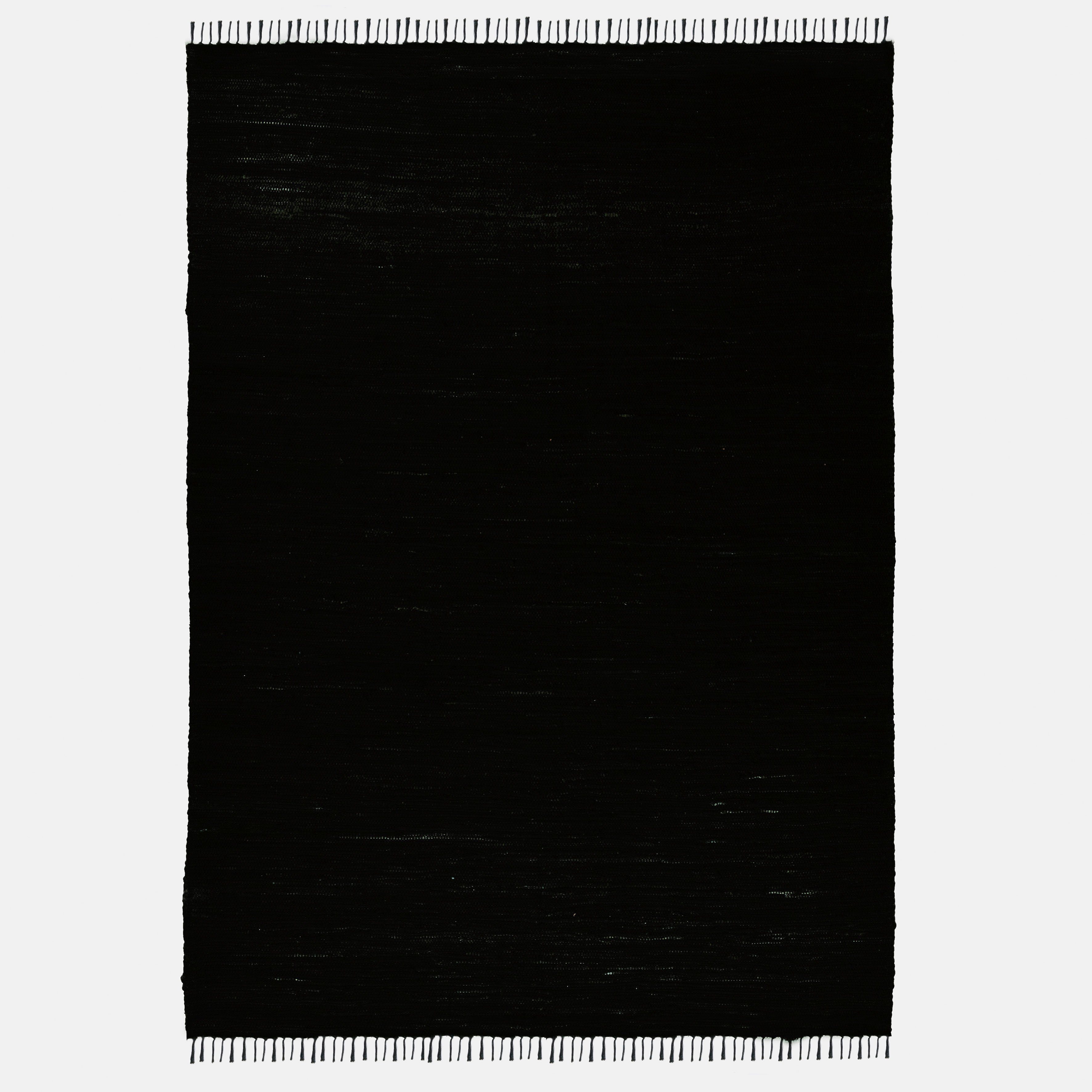 Happy Teppich Cotton, THEKO, mm, Höhe: Baumwolle, Teppich, Handweb Flachgewebe, Fransen handgewebt, rechteckig, reine schwarz mit 5