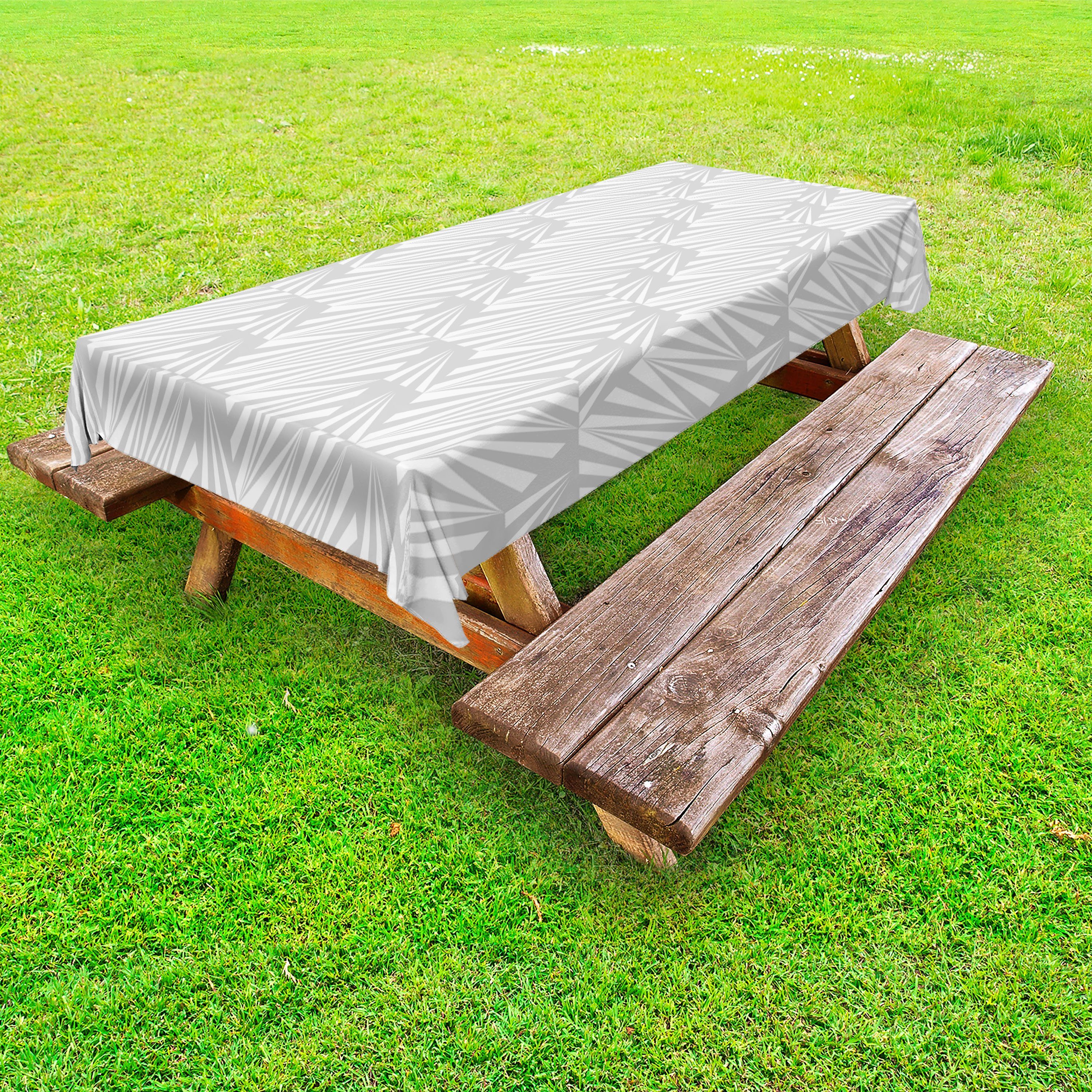 Abstrakte Picknick-Tischdecke, Formen Töne grau waschbare weiche dekorative Tischdecke Abakuhaus Pfeil