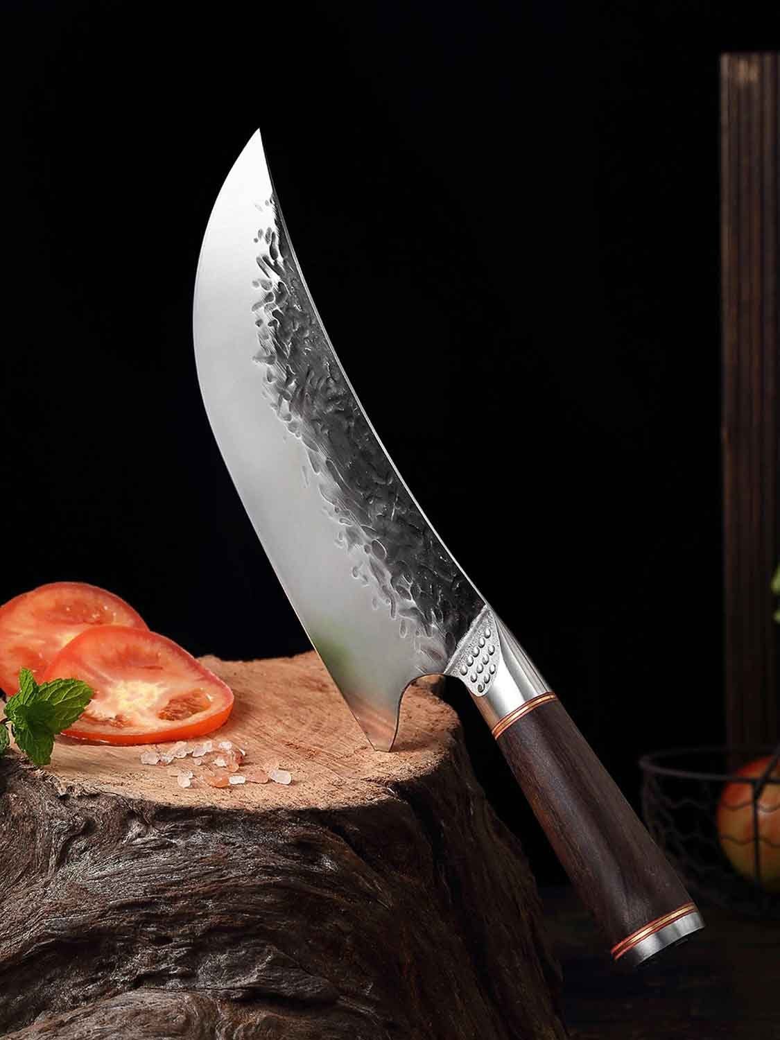 Muxel Hackmesser Das etwas andere Messer, Manganstahl Geschmiedet Gebogen Scharf. Hacke, gebogene extra scharfe Klinge