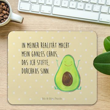 Mr. & Mrs. Panda Mauspad Avocado Glücklich - Gelb Pastell - Geschenk, Gesund, Mousepad, Vegan, (1-St), rutschfest