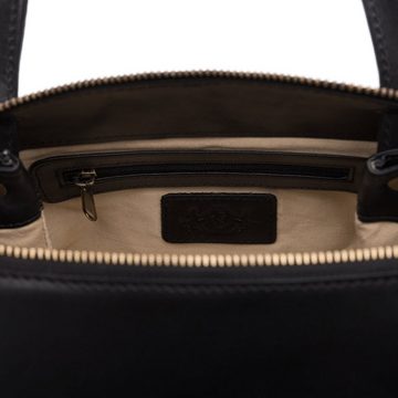 SID & VAIN Schultertasche Leder Handtasche ATLANTA, Umhängetasche Echtleder Damen, Henkeltasche, Crossbody Bag schwarz