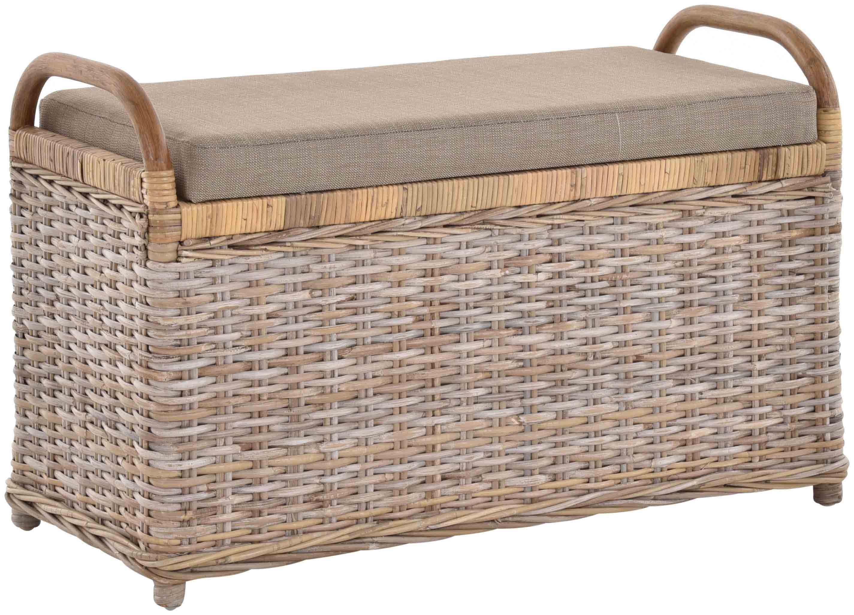 Krines Home Sitzbank Rattan Bank Sitzbank Sitzhocker mit Stauraum gepolster günstig online kaufen