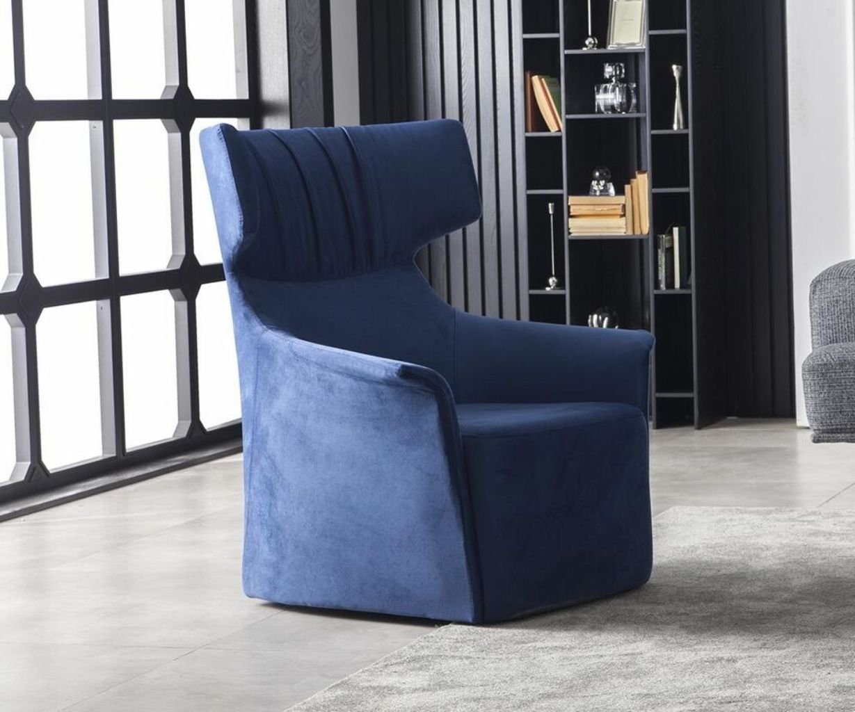 JVmoebel Sessel Sessel in Blau Einsitzer Moderner Stil Mittelweich Luxuriös Polster (1-St., 1x nur Sessel), Made in Europa