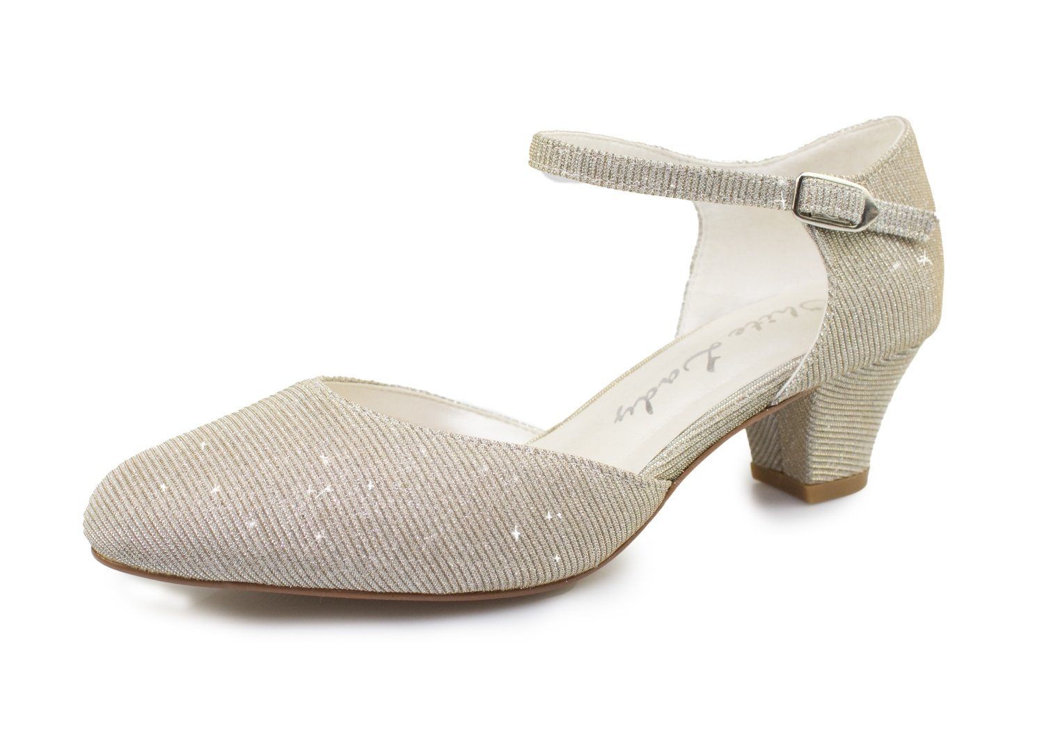 White Lady 850 Glitter zweifarbig - weite Riemchen Pumps Slingpumps