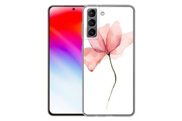 MuchoWow Handyhülle Blumen - Aquarell - Rosa, Phone Case, Handyhülle Samsung Galaxy S21, Silikon, Schutzhülle