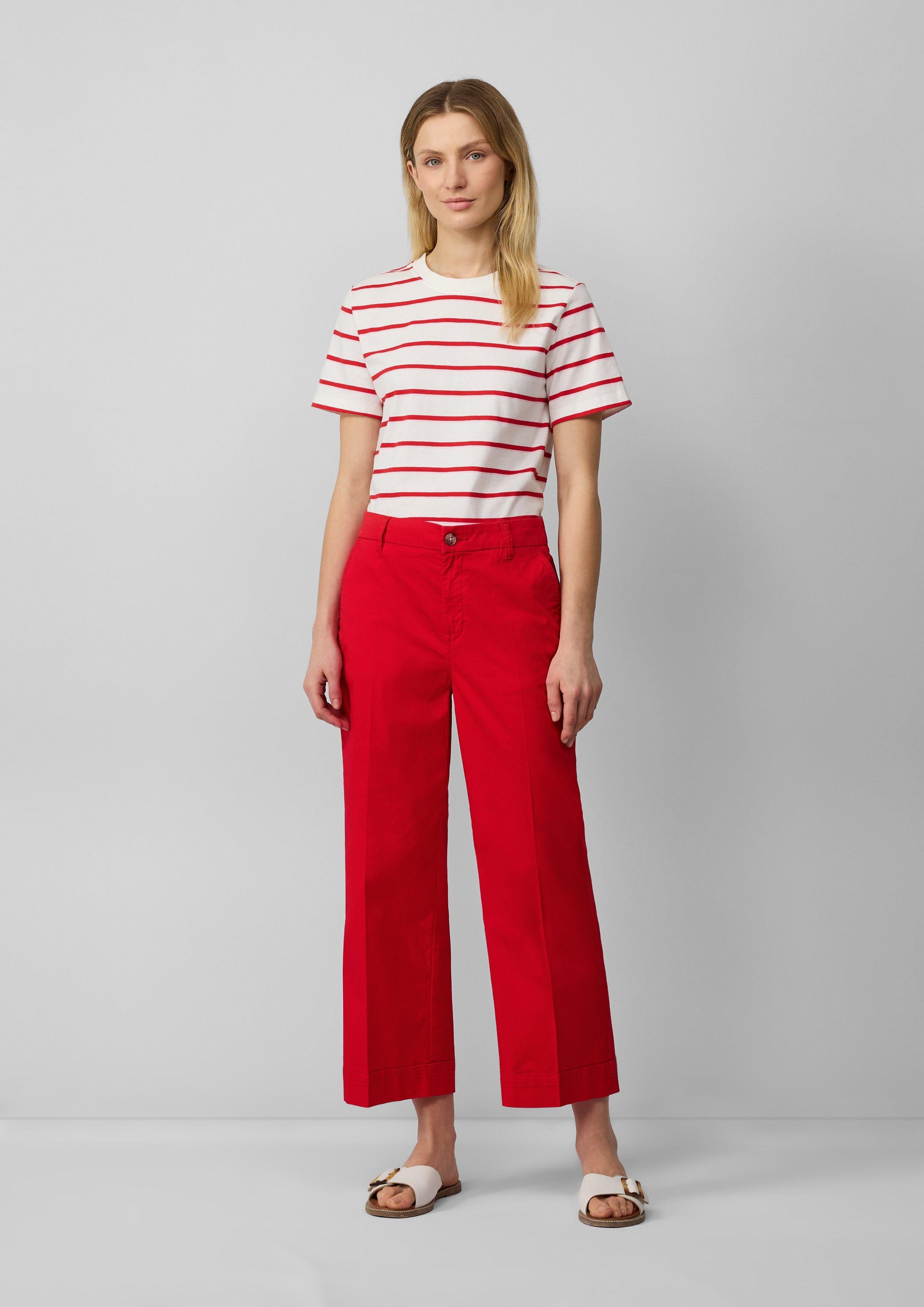 7/8-Hose High-Rise-Culotte aus Baumwollstretch mit Bügelfalten