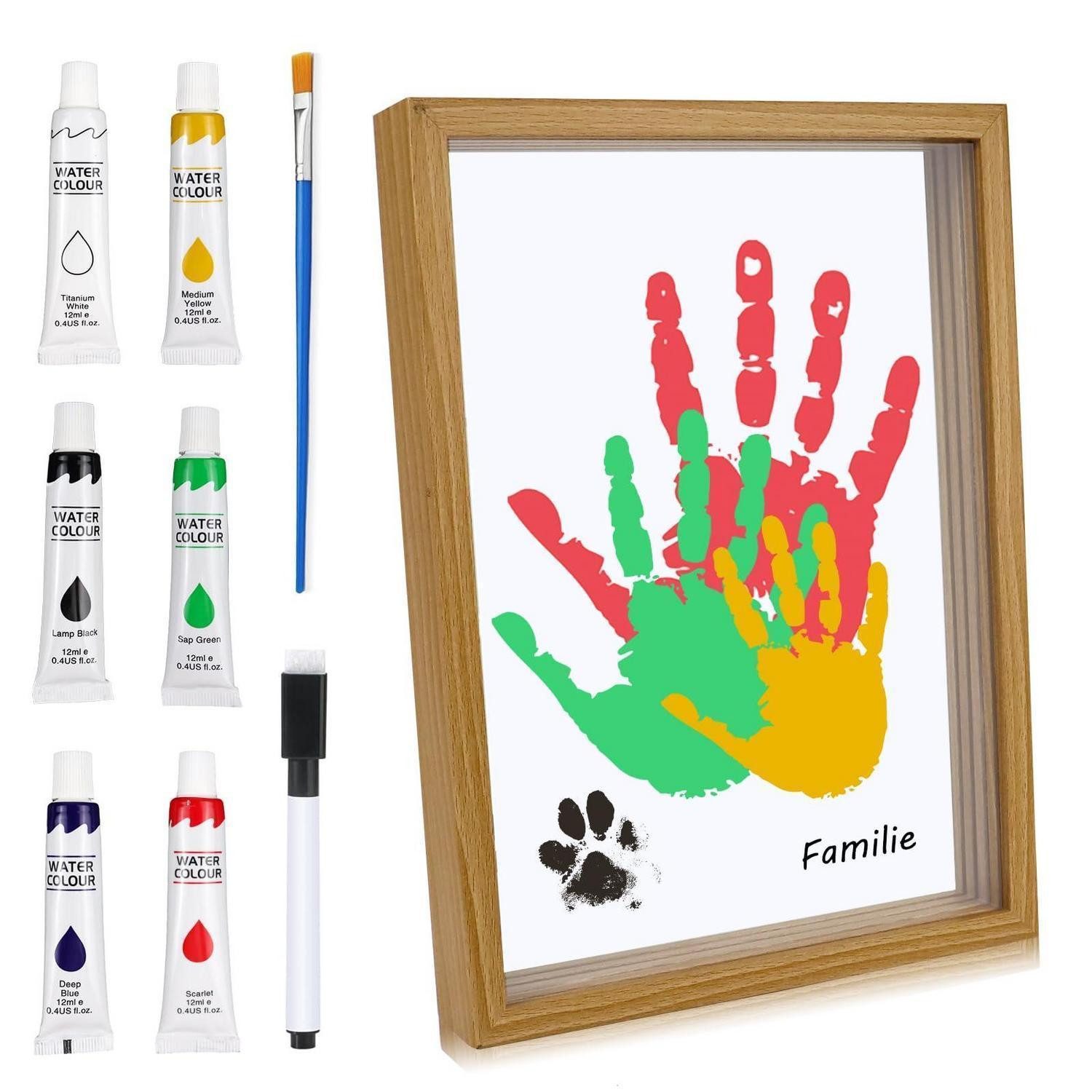 LuxusKollektion Kreativset Handabdruck Set Familie Holzrahmen groß Baby Fingerfarben