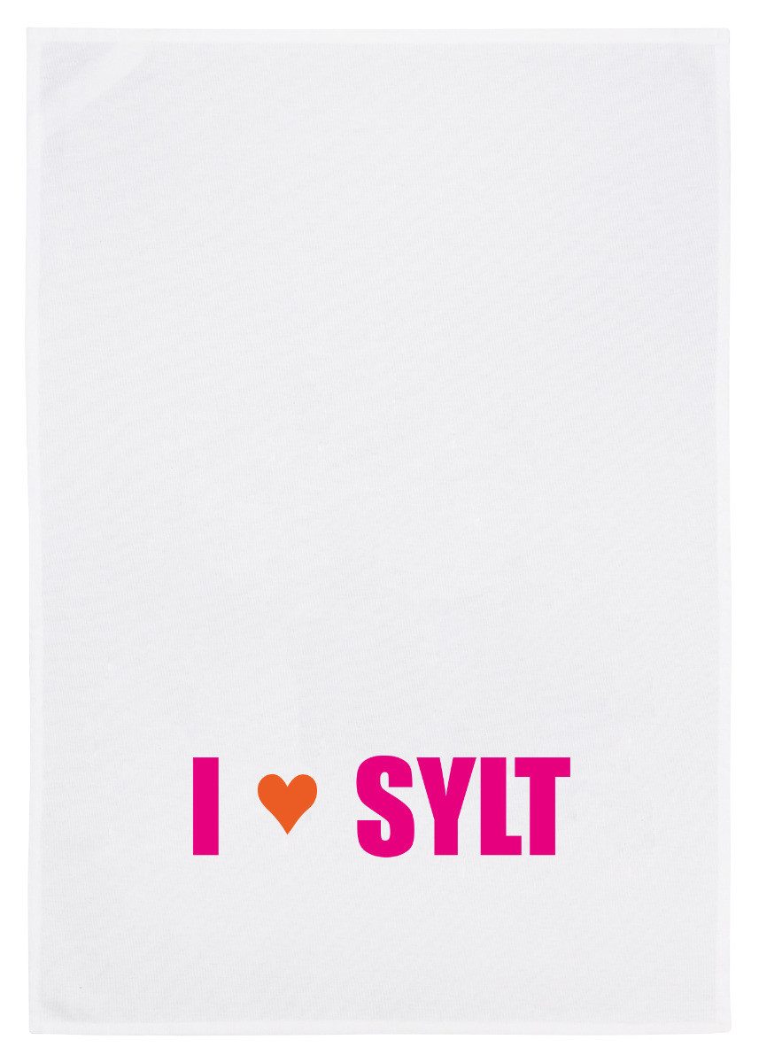 17;30 Hamburg Geschirrtuch I love Sylt, Pink, (1-tlg), 50x70cm, Siebdruck