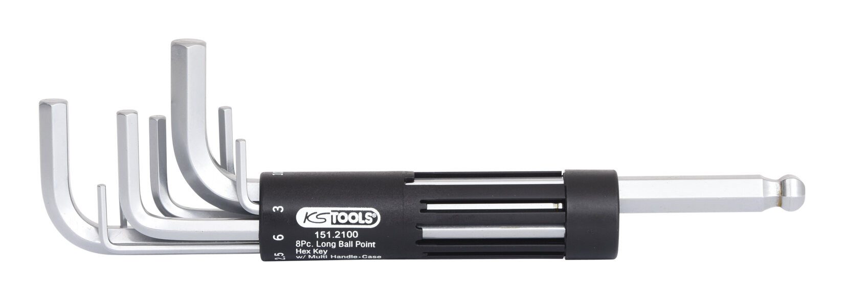 KS Tools Stiftschlüssel (8 St), 3 in 1 Innensechskant-Winkelstiftschlüssel-Satz, 8-teilig lang