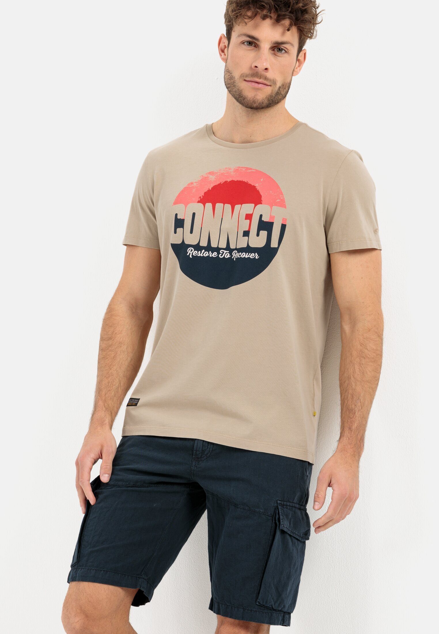 active T-Shirt aus Beige Bio-Baumwolle camel Hattric