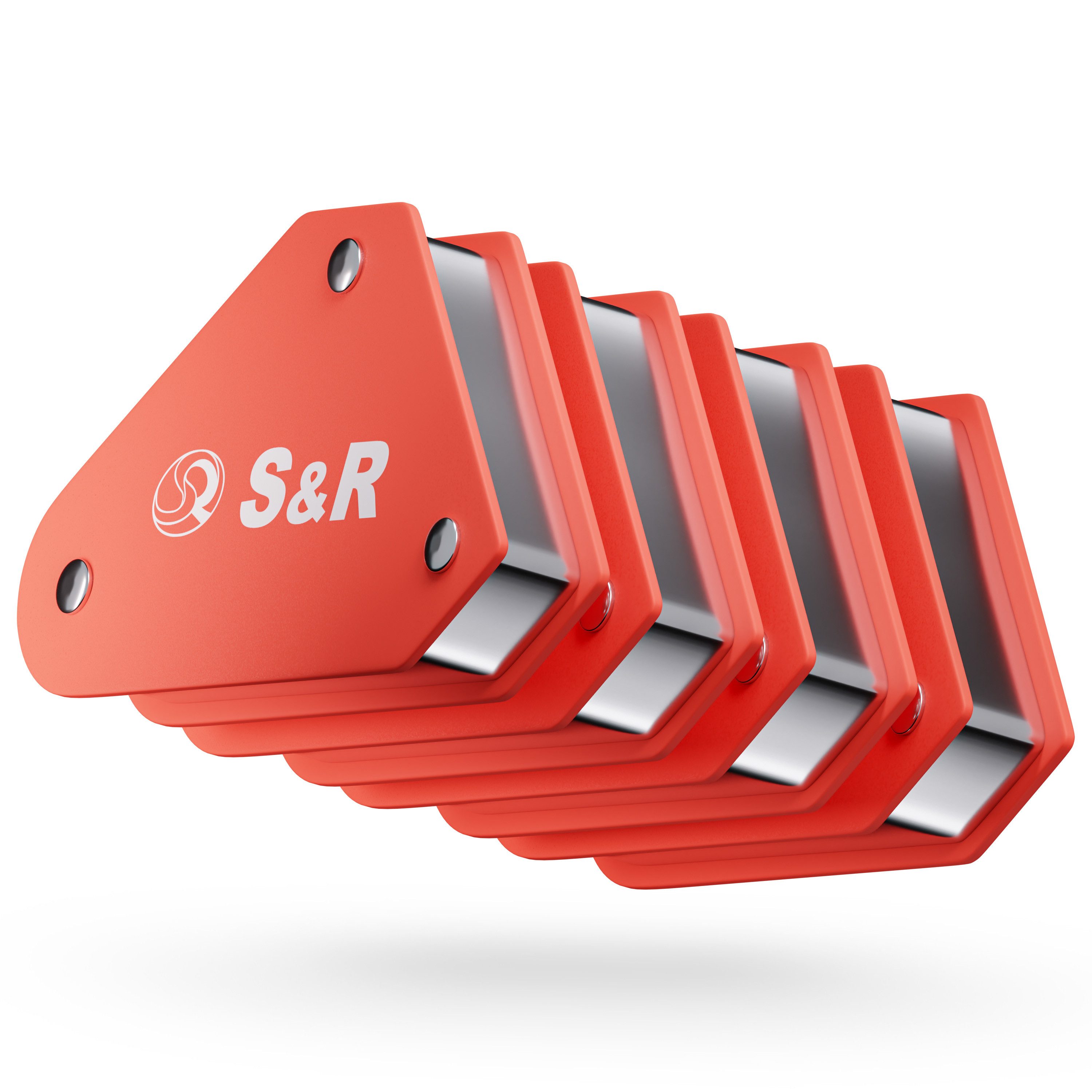 S&R Magnet-Schweißwinkel Mini-Schweißmagnet-Set, 5,8 x 5 x 1,5 cm, 4 kg Haltekraft, (Set, 4-St., 4 teilig), Magnetwinkel / Montagewinkel 45°, 90° u. 135°