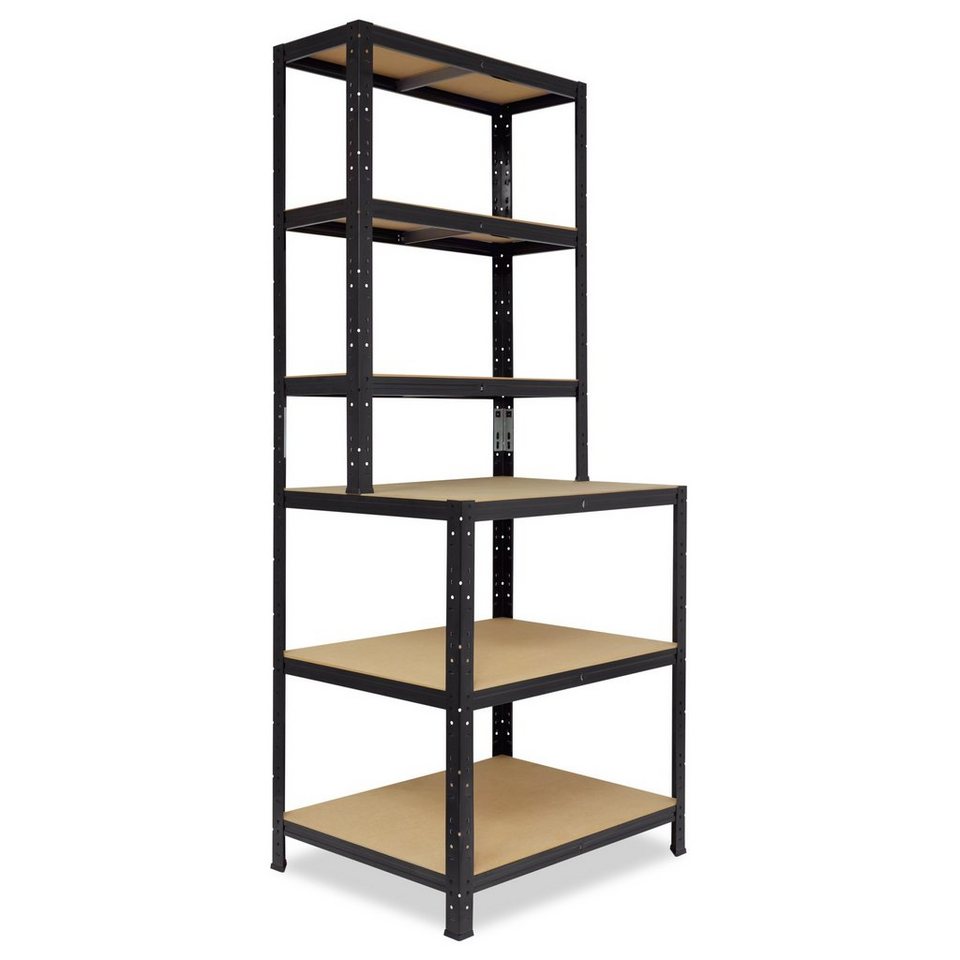 shelfplaza Schwerlastregal BLACK, 190x100x60cm als Werkbank Regal