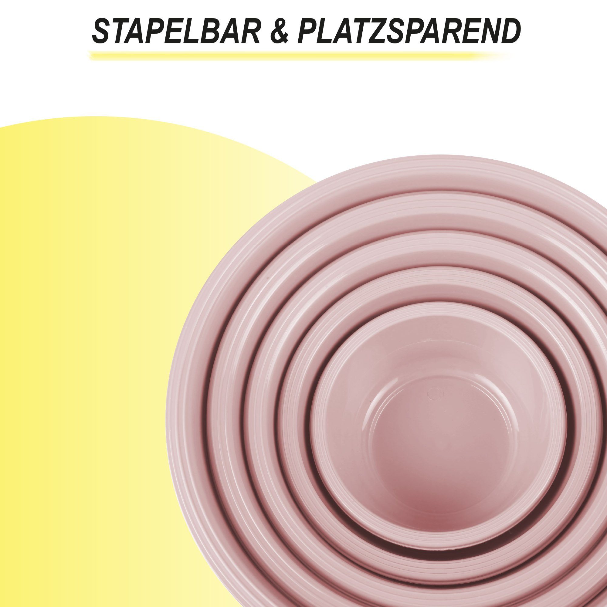 Pro Home Salatschüssel mehrteilig 0,7L/1,5L/2,5L/4,0L/6,0L, Kunststoff, (5er Set, 5-tlg), stapelbar, mikrowellengeeignet, spülmaschinenfest – Bild 4 von 5
