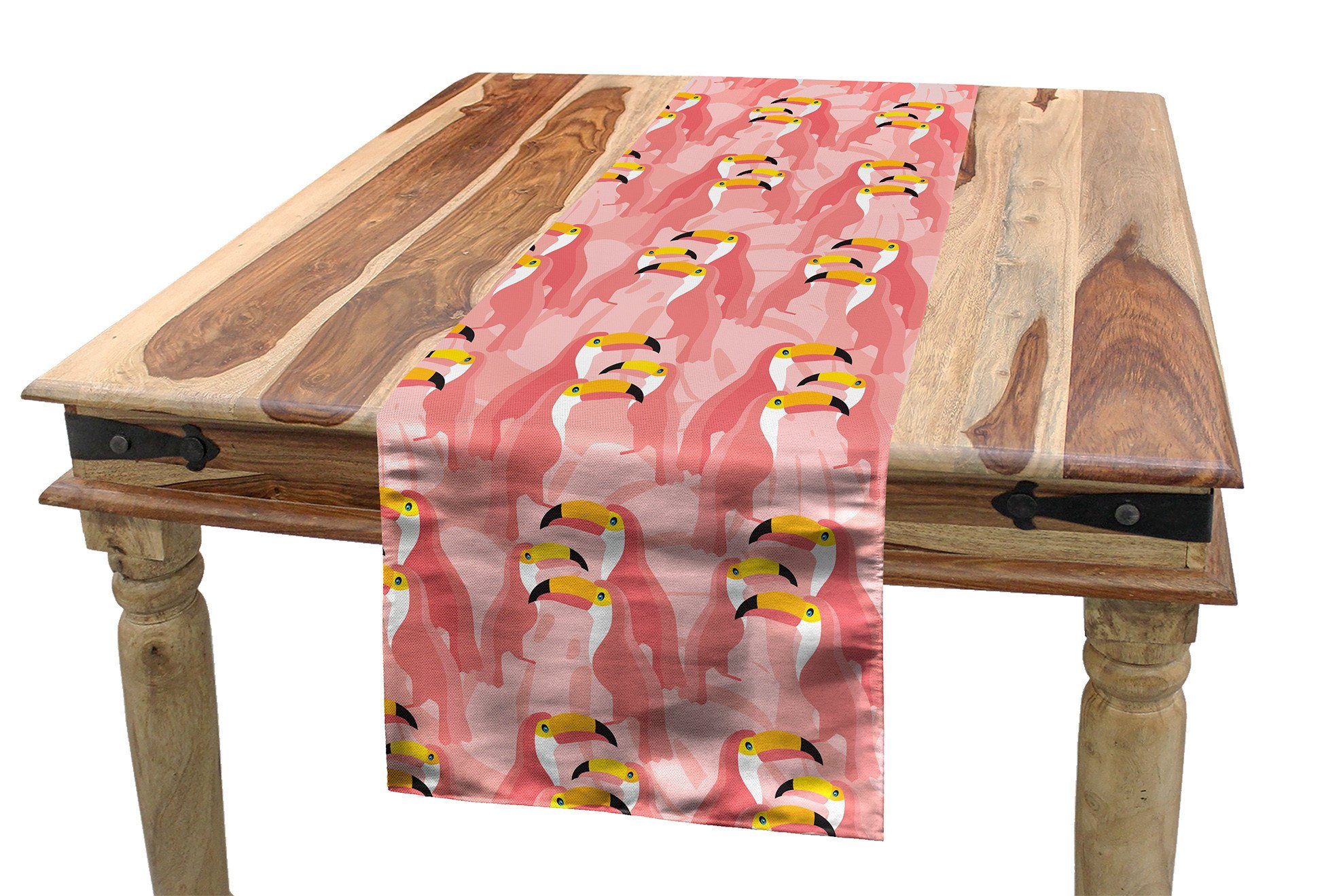 Esszimmer Tischläufer, Tropenvogel Küche Hawaii Tischläufer Pastell Dekorativer Tukan Rechteckiger Abakuhaus
