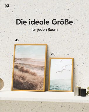 Heimlich Bilderrahmen-Set Holz Natur, Eiche, Schwarz, Weiß in DINA4 & DINA3, Bilderrahmen Set, für 2 Bilder (Doppelpack)