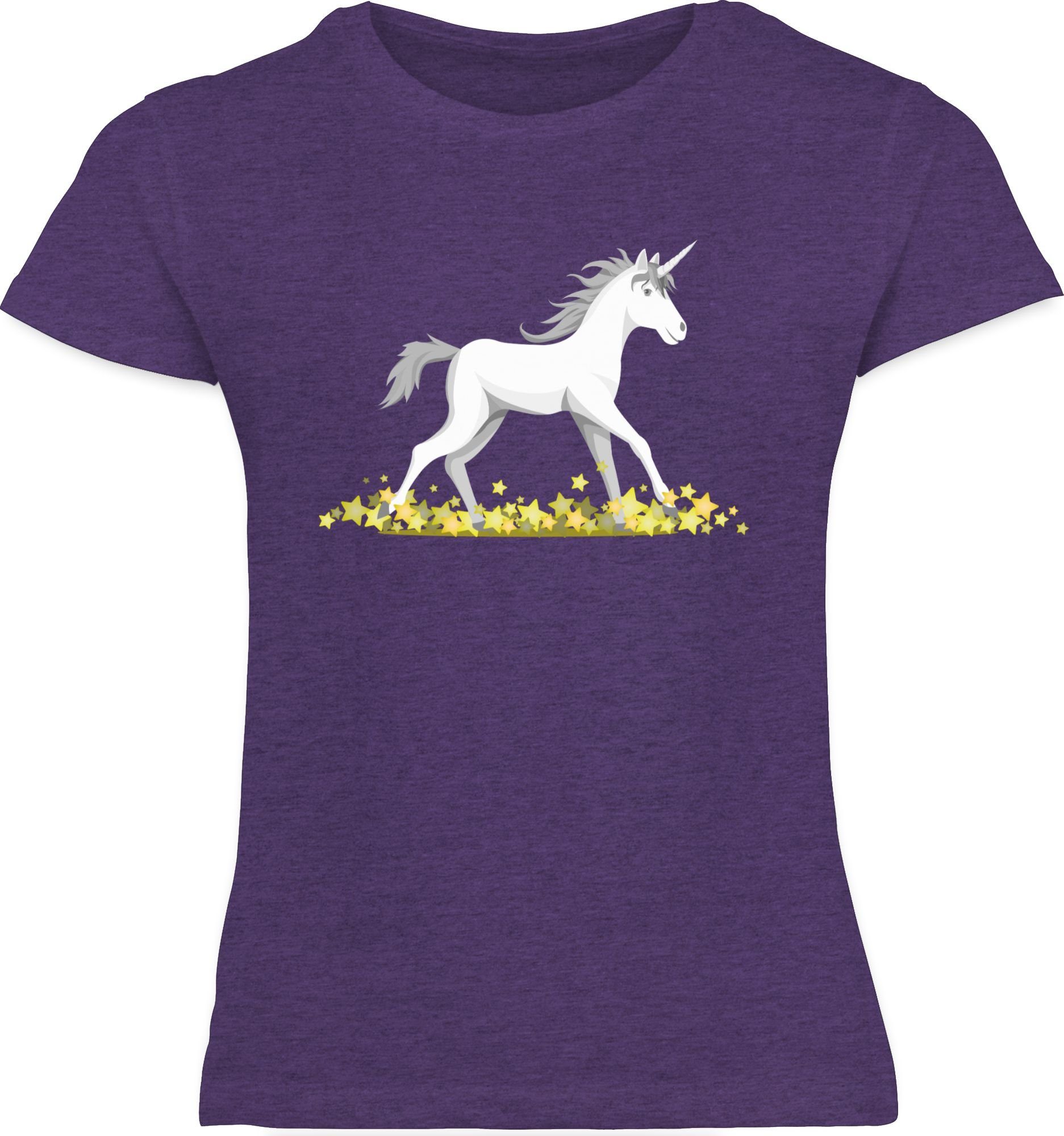 Kinderkleidung Shirtracer und Lila 3 Unicorn Meliert T-Shirt Co Einhorn