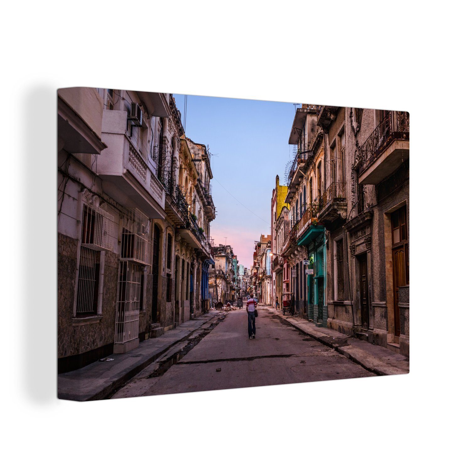 OneMillionCanvasses® Leinwandbild Verfallene Straße im Zentrum von Havanna, Kuba, (1 St), Wandbild Leinwandbilder, Aufhängefertig, Wanddeko, 30x20 cm