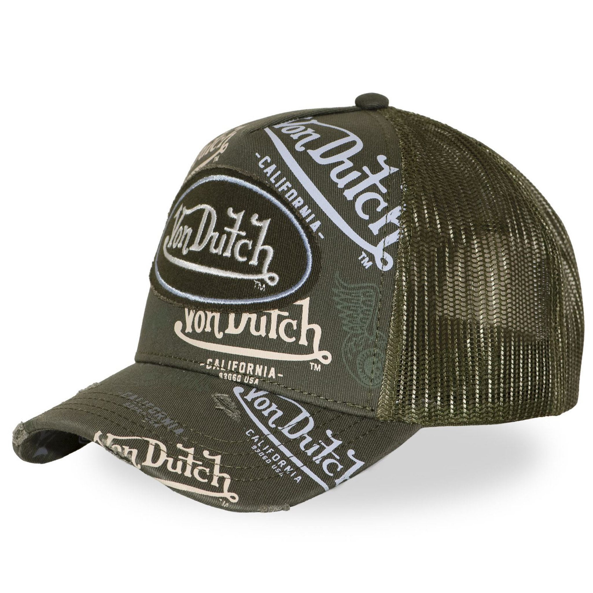 Von Dutch Trucker Cap Von Dutch Originals Trucker Cap - CALIFORNIA ALLOVER Mesh Olive (Basecap, Basecap, Meshcap, Trucker Kappe)