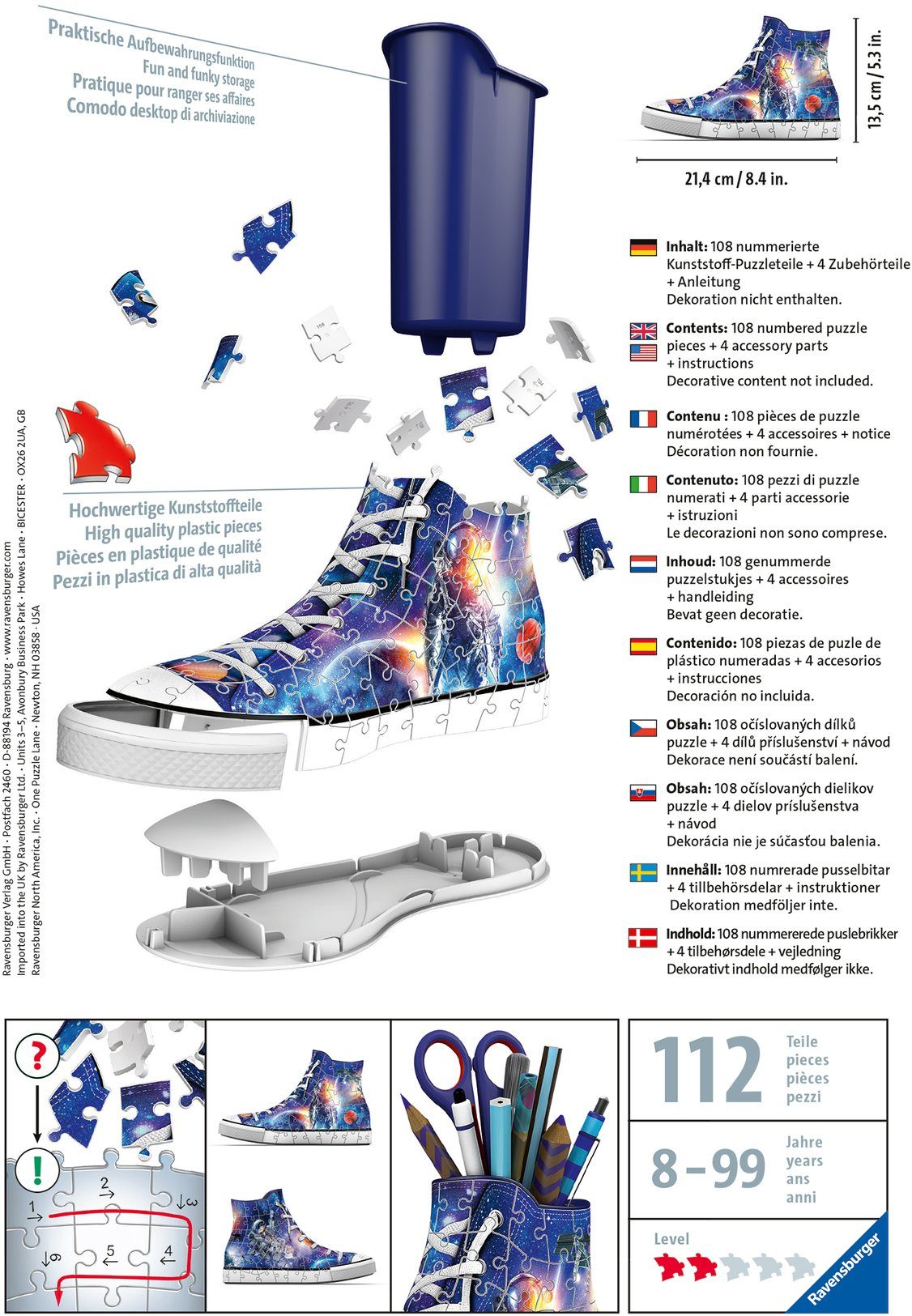 Ravensburger 3D-Puzzle Sneaker - im Europe FSC® Weltall, Astronauten schützt - - in Puzzleteile, 108 Made weltweit; Wald