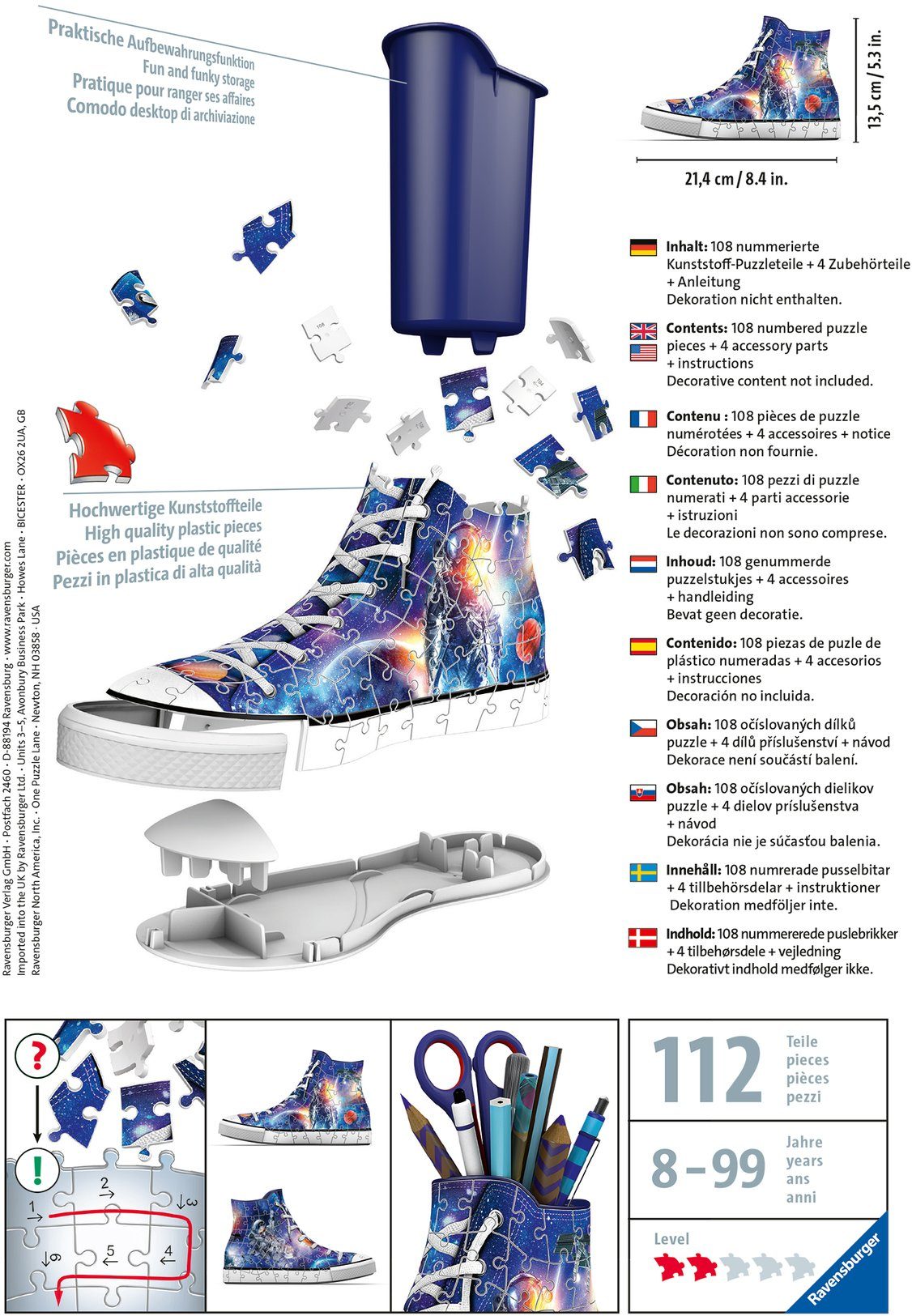 Ravensburger 3D-Puzzle Sneaker - Astronauten im Weltall, 108 Puzzleteile, Made in Europe
