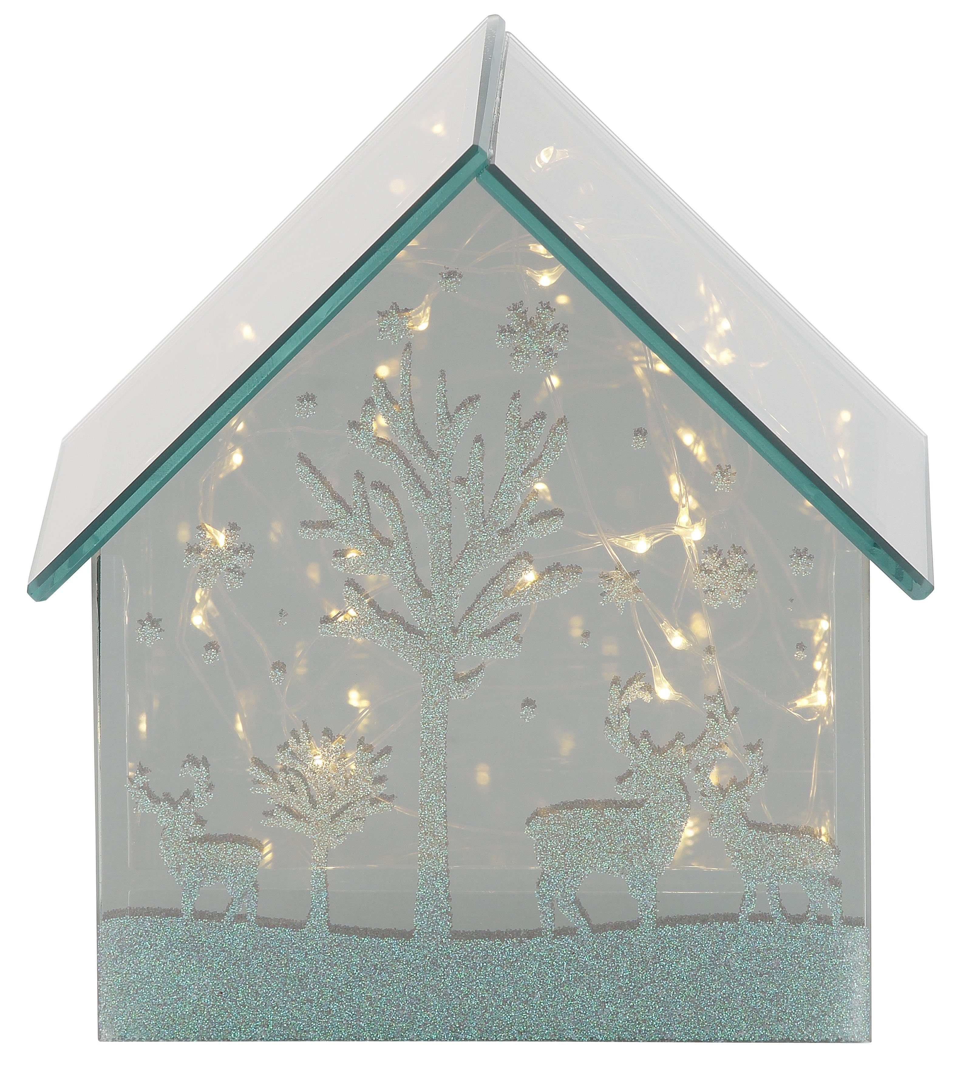 Home affaire Weihnachtshaus »Galway«, LED-Haus aus Glas, mit spiegelnder Oberfläche-Otto