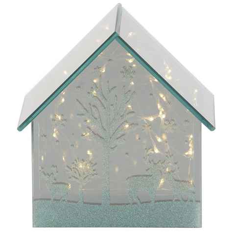 Home affaire Weihnachtshaus Galway, Weihnachtsdeko, LED-Haus aus Glas, mit spiegelnder Oberfläche