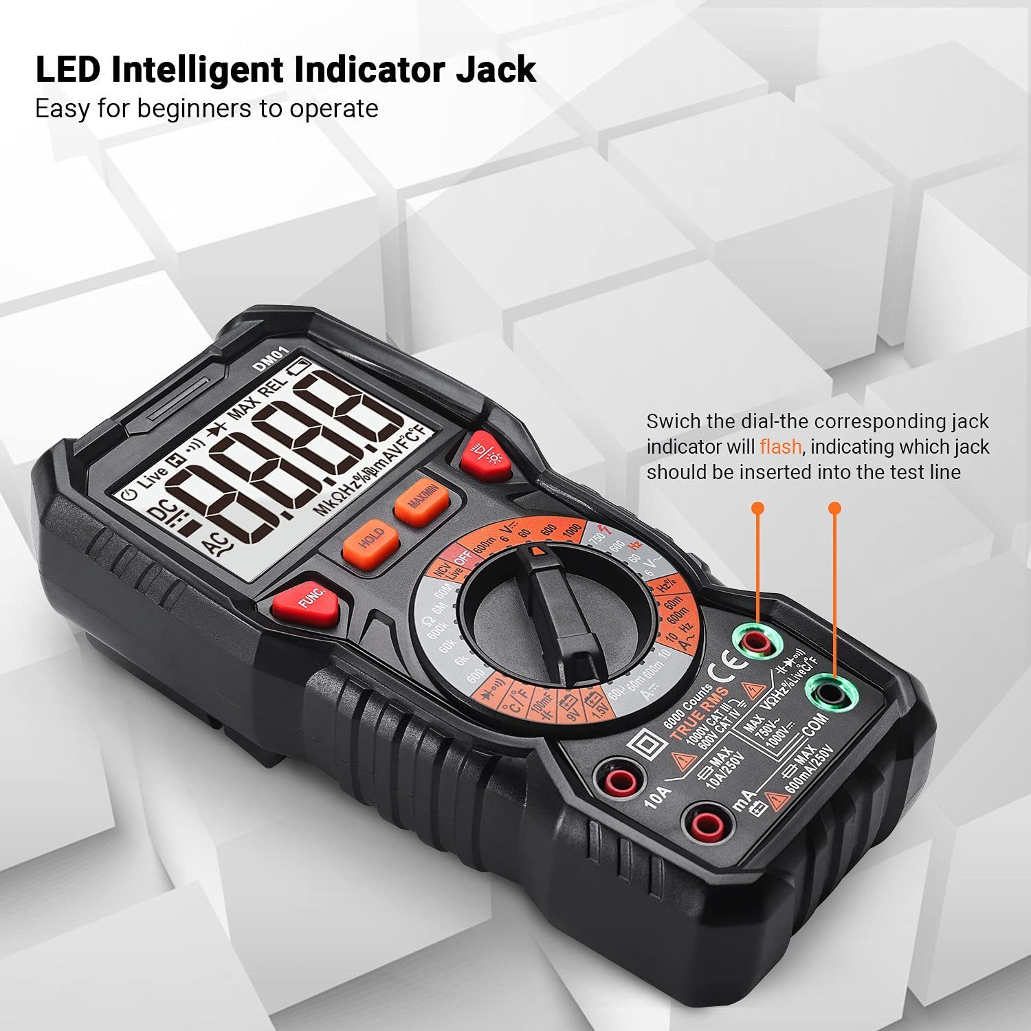 TACKLIFE Multimeter, Digital Spannungsprüfer TRMS 6000 Counts LED Anzeige